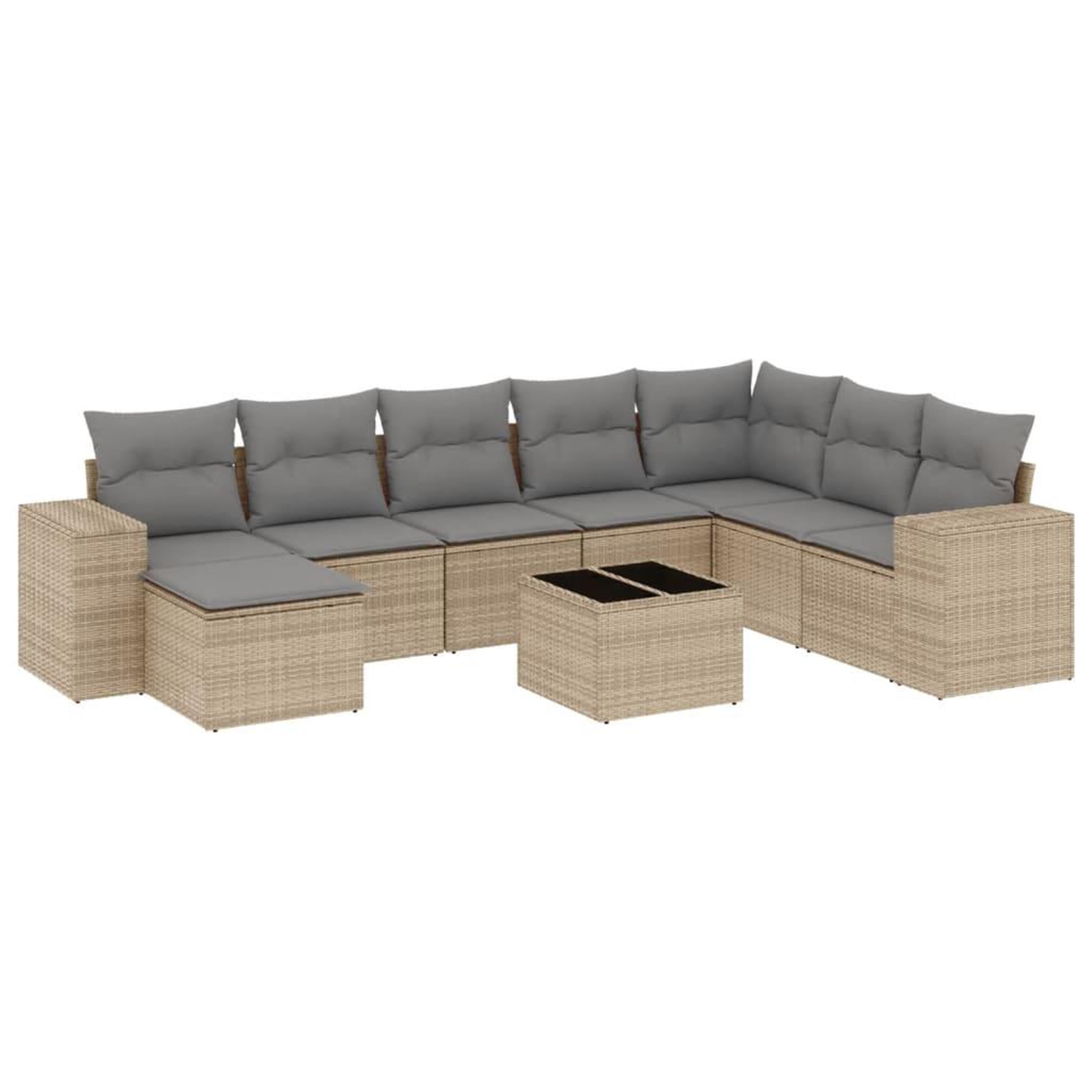 Voir la diapositive 2 : VIDAXL Salon de jardin avec coussins 9 pcs beige resine tressee