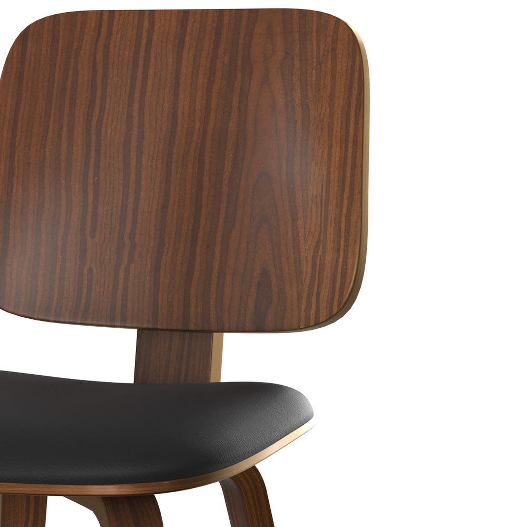 Voir la diapositive 6 : MAISON PAVANE Lot de 2 chaises en bois plaqué noyer et PU noir-Flow