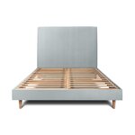 Sommeil de Plomb Lit avec tête de lit tapissier velours et sommier kit - Hauteur totale : 29cm. Coloris disponibles : Gris, Vert, Bicolore, Marron, Bleu