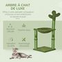 Voir la diapositive 4 : PAWHUT Arbre à chat griffoirs design cactus - hamac, 3 jouets pompons suspendus - panneaux peluche sisal vert
