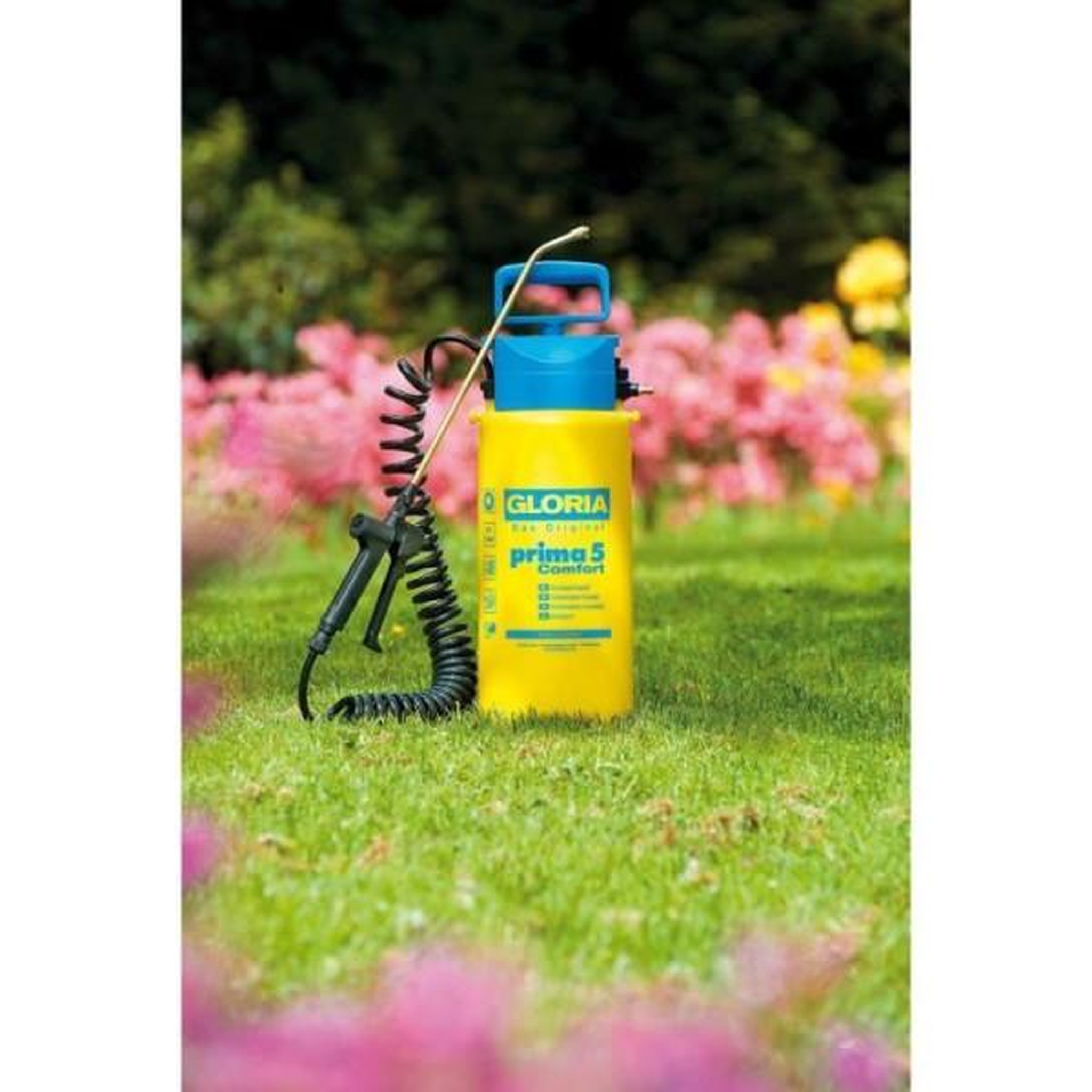 Voir la diapositive 4 : NO BRAND Pulvérisateur a pression gloria prima 5 comfort - 5l, lance et buse laiton, tuyau a spirales 2,50m