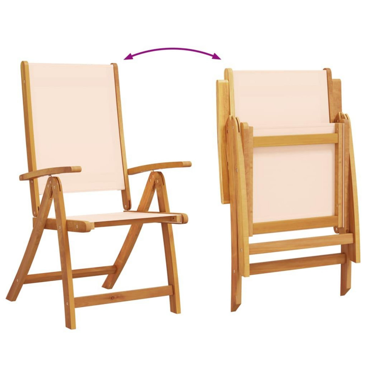 VIDAXL Chaises pliables de jardin lot de 8 bois d'acacia et textilene