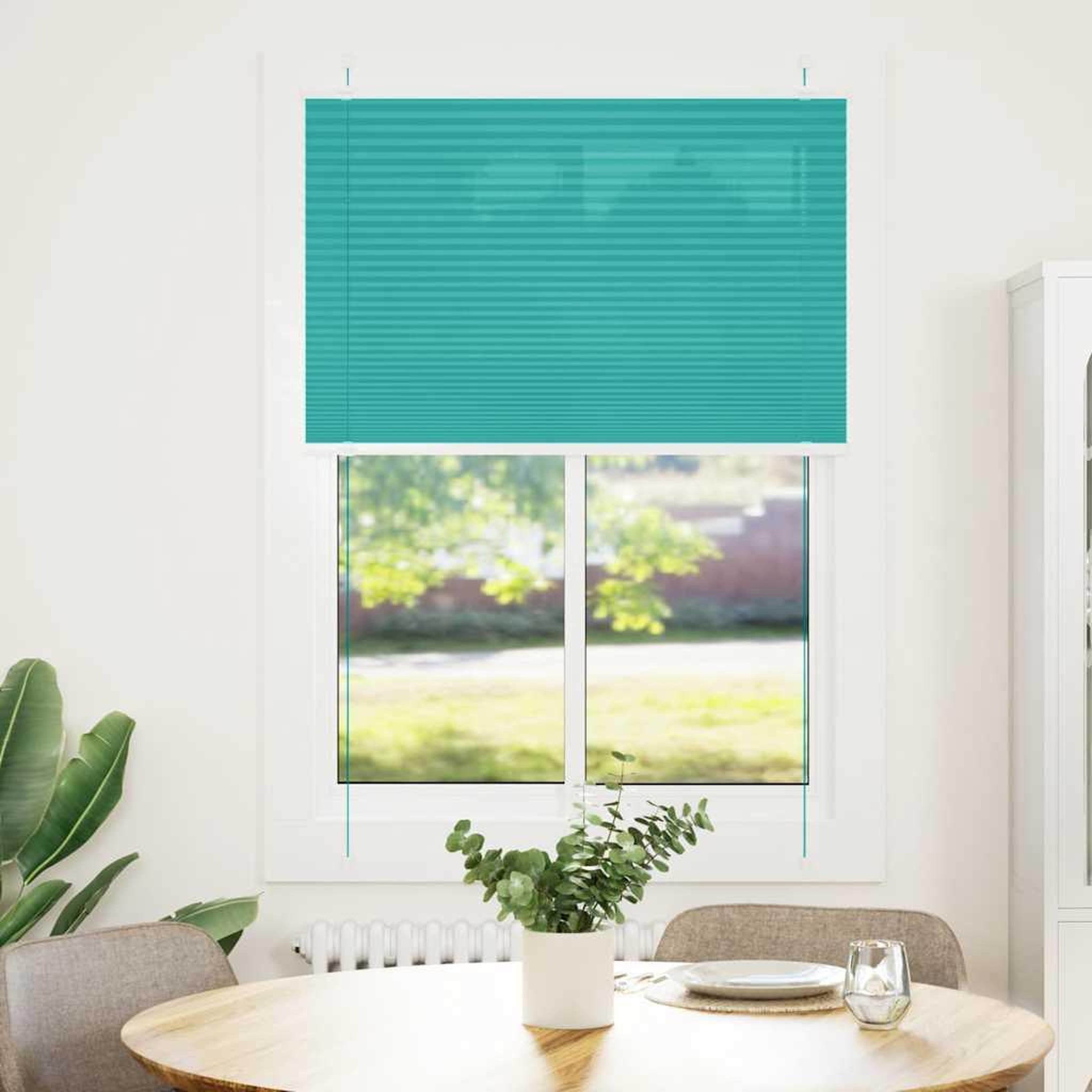 Voir la diapositive 2 : VIDAXL Store plisse vert petrole 100x100 cm largeur du tissu 99,4cm