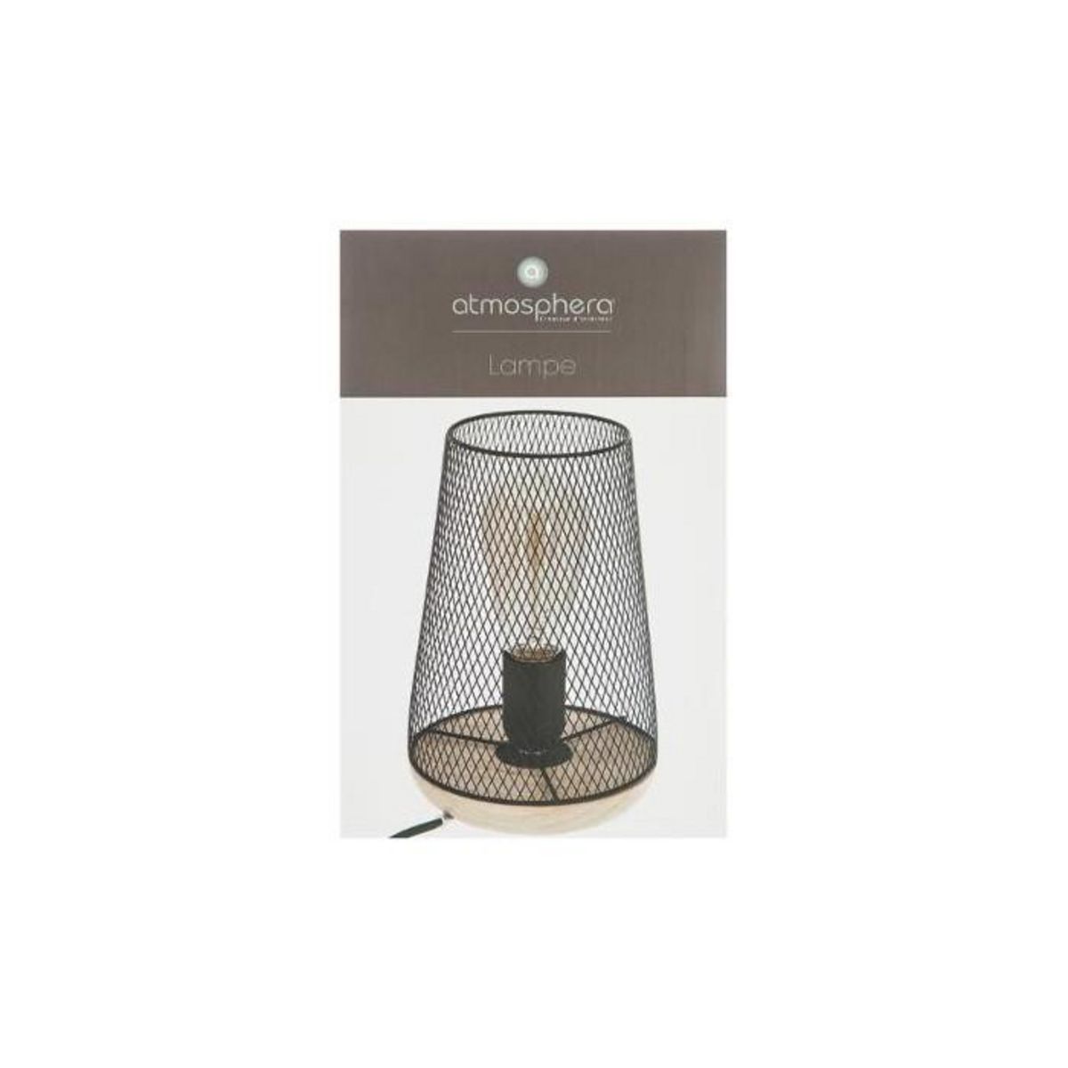 ATMOSPHERA Lampe en Métal & Bois  Industriel  23cm Noir