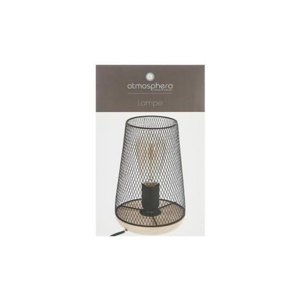 ATMOSPHERA Lampe en Métal & Bois  Industriel  23cm Noir