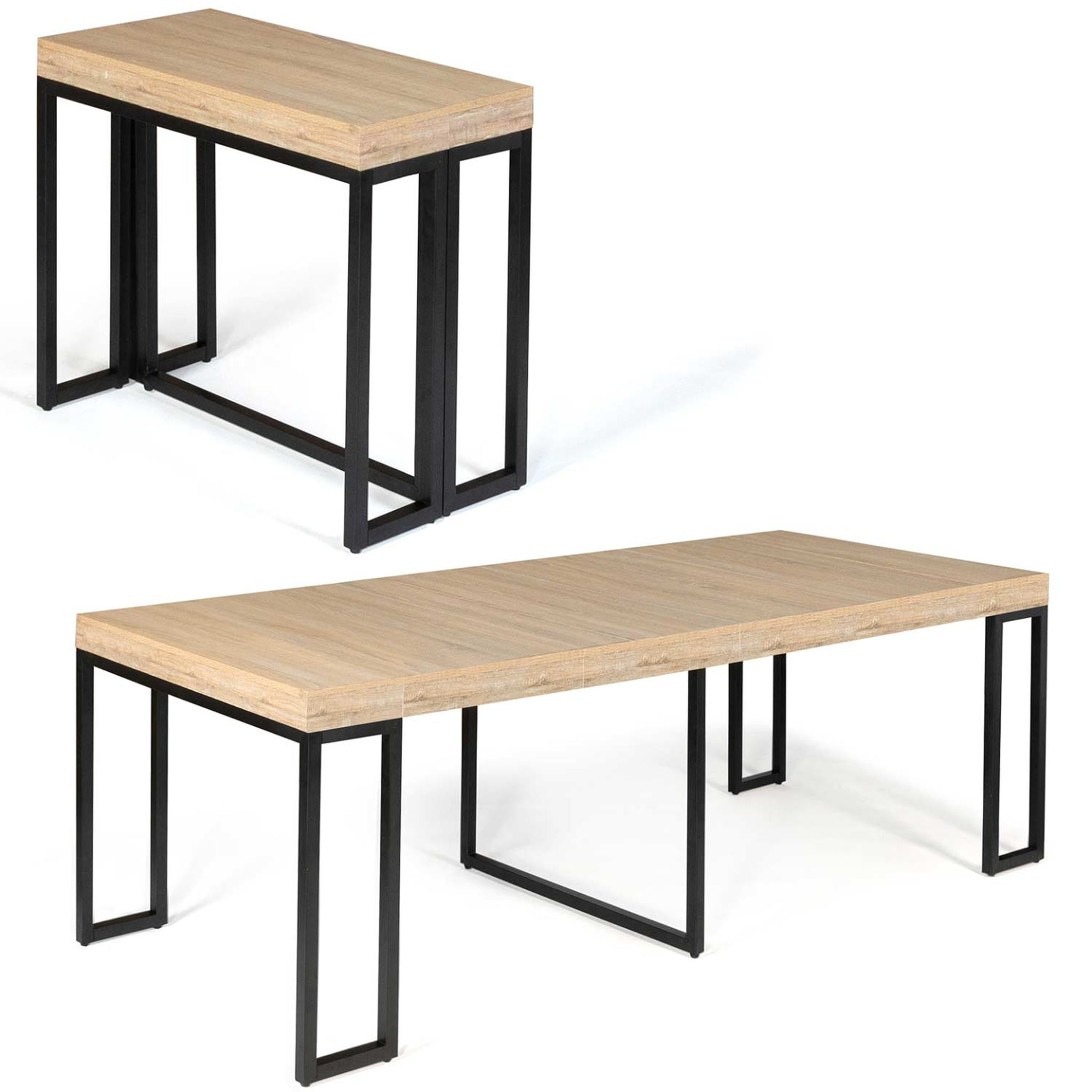ID MARKET Table console extensible toronto 10 personnes 235 cm design industriel