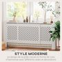 Voir la diapositive 5 : HOMCOM Cache-radiateur réglable motif nid d'abeille dim. 136-200L x 21,5l x 91,7H cm MDF blanc