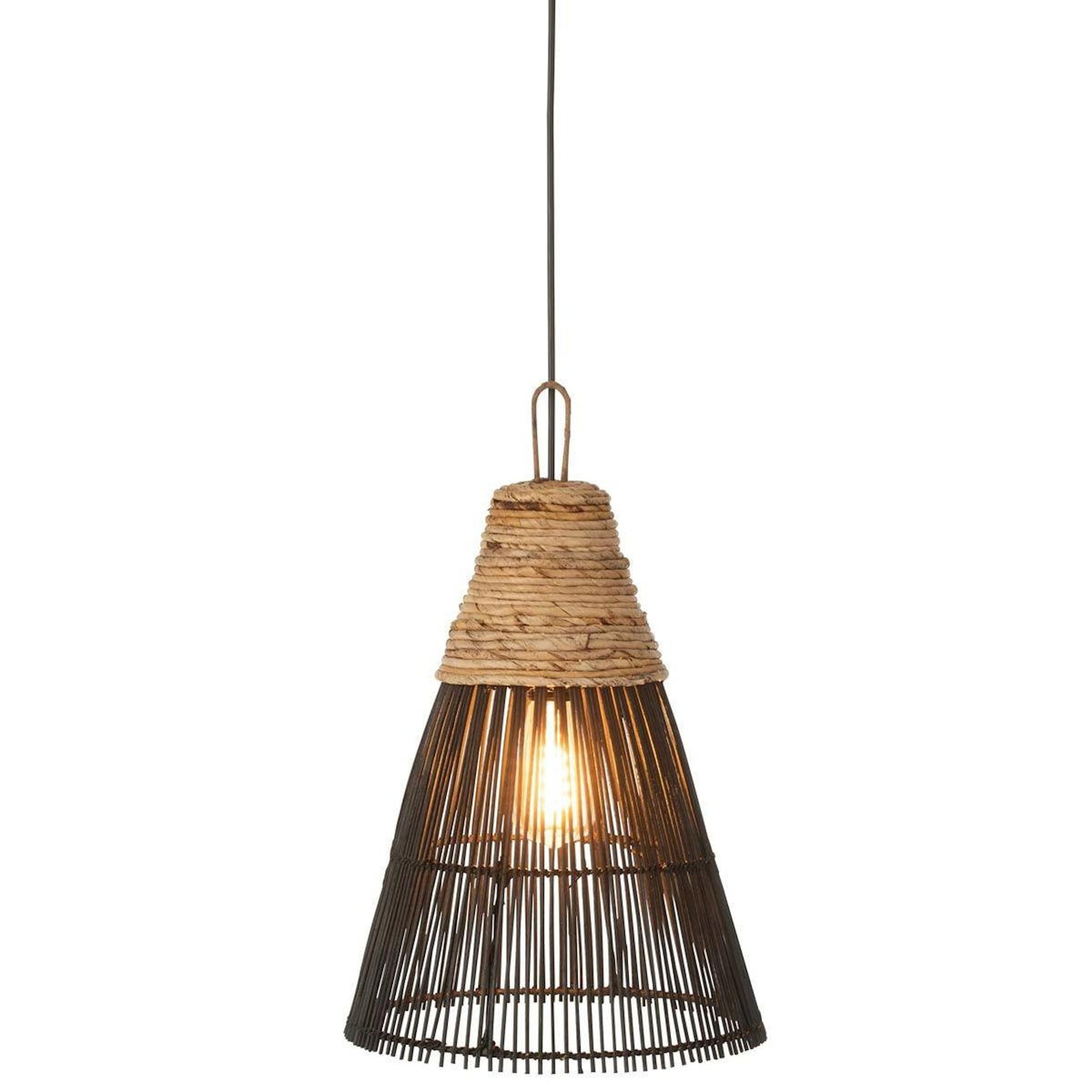 Paris Prix Lampe Suspension en Rotin  Cône  42cm Noir