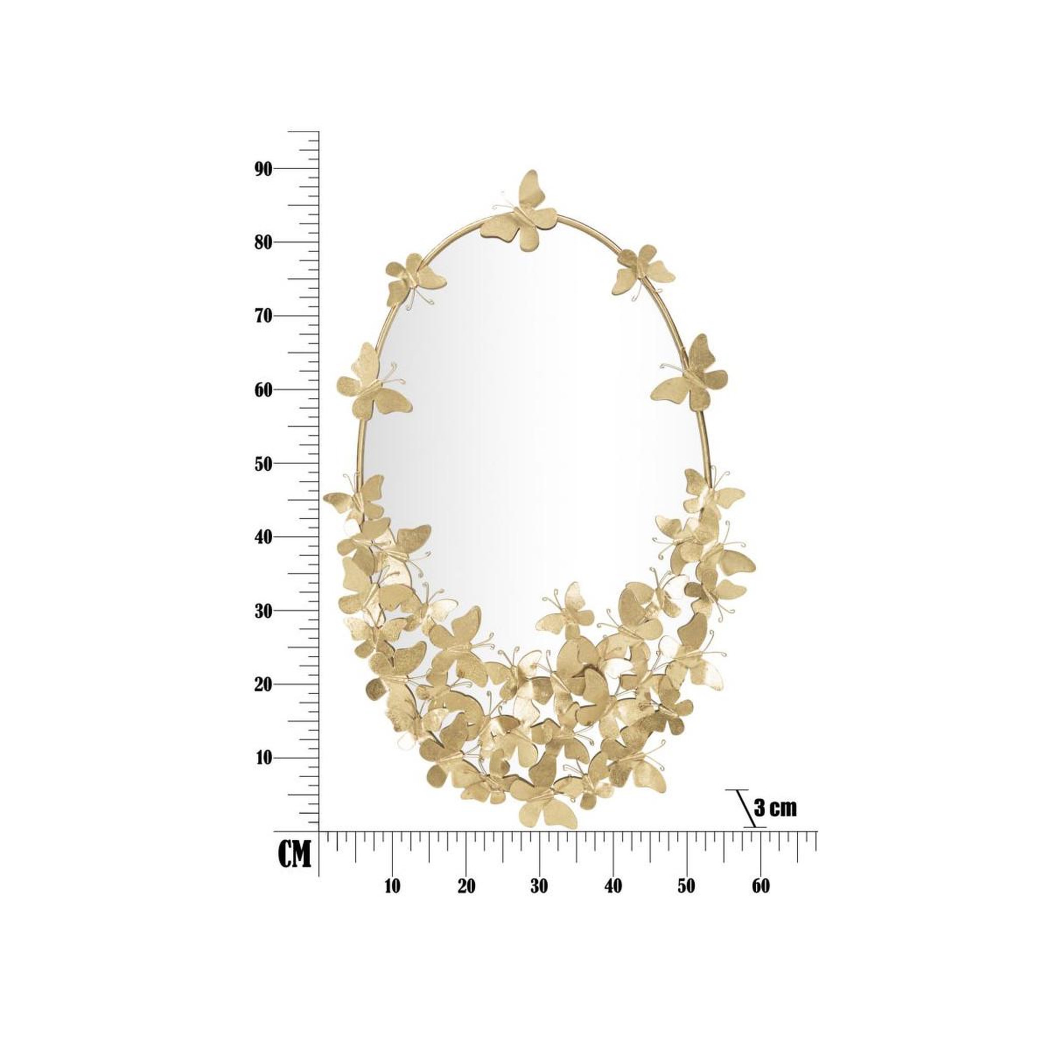 Voir la diapositive 5 : Paris Prix Miroir mural design  butterfly  89cm or