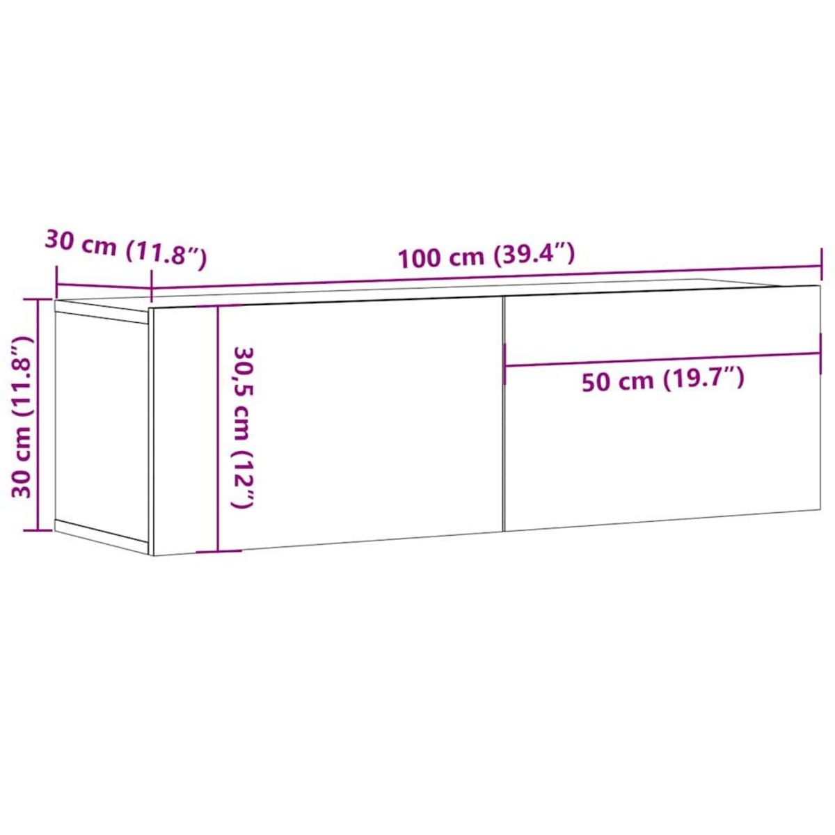 VIDAXL Meuble TV Blanc 100x30x30 cm Bois d'ingenierie