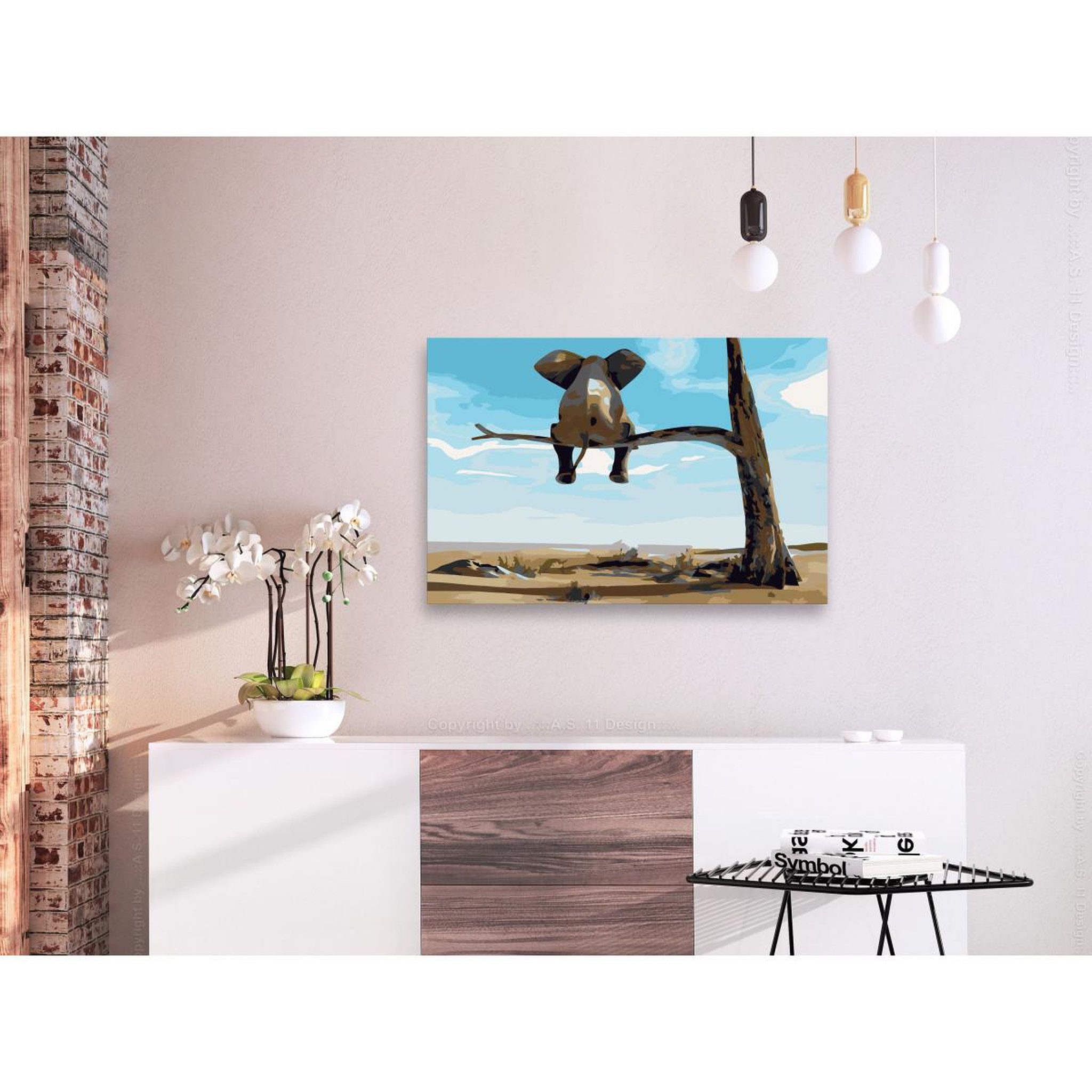 Voir la diapositive 2 : Paris Prix Tableau à peindre soi-même  éléphant sur arbre  40x60cm