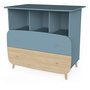 Voir la diapositive 3 : Commode bébé 2 tiroirs 3 niches bleu LINIA 