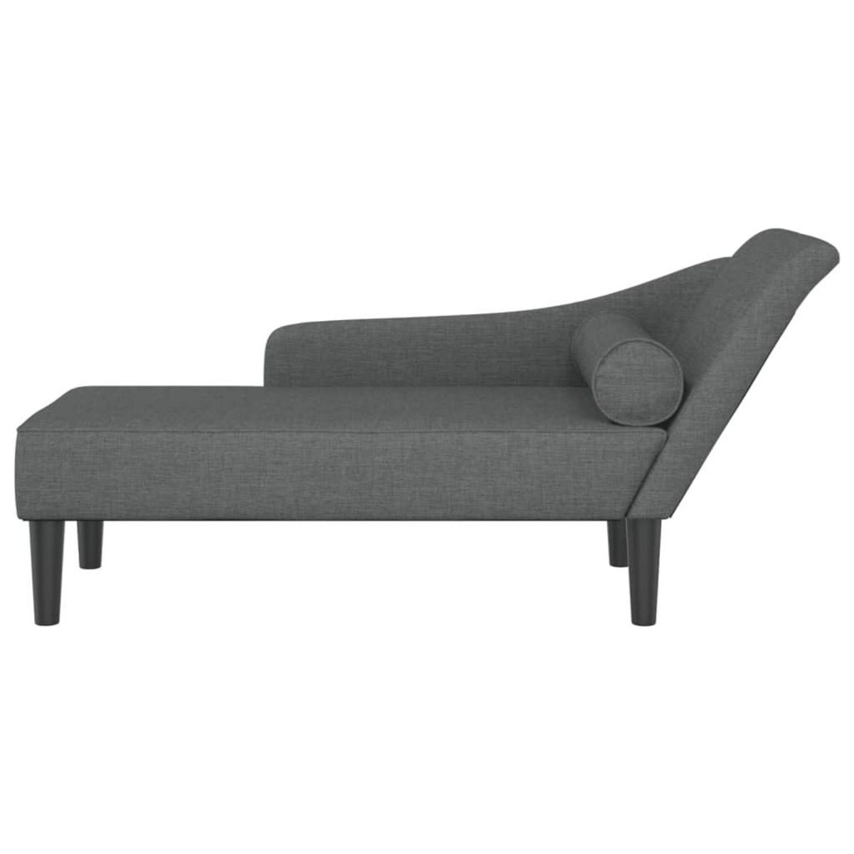 VIDAXL Chaise longue avec coussins gris fonce tissu