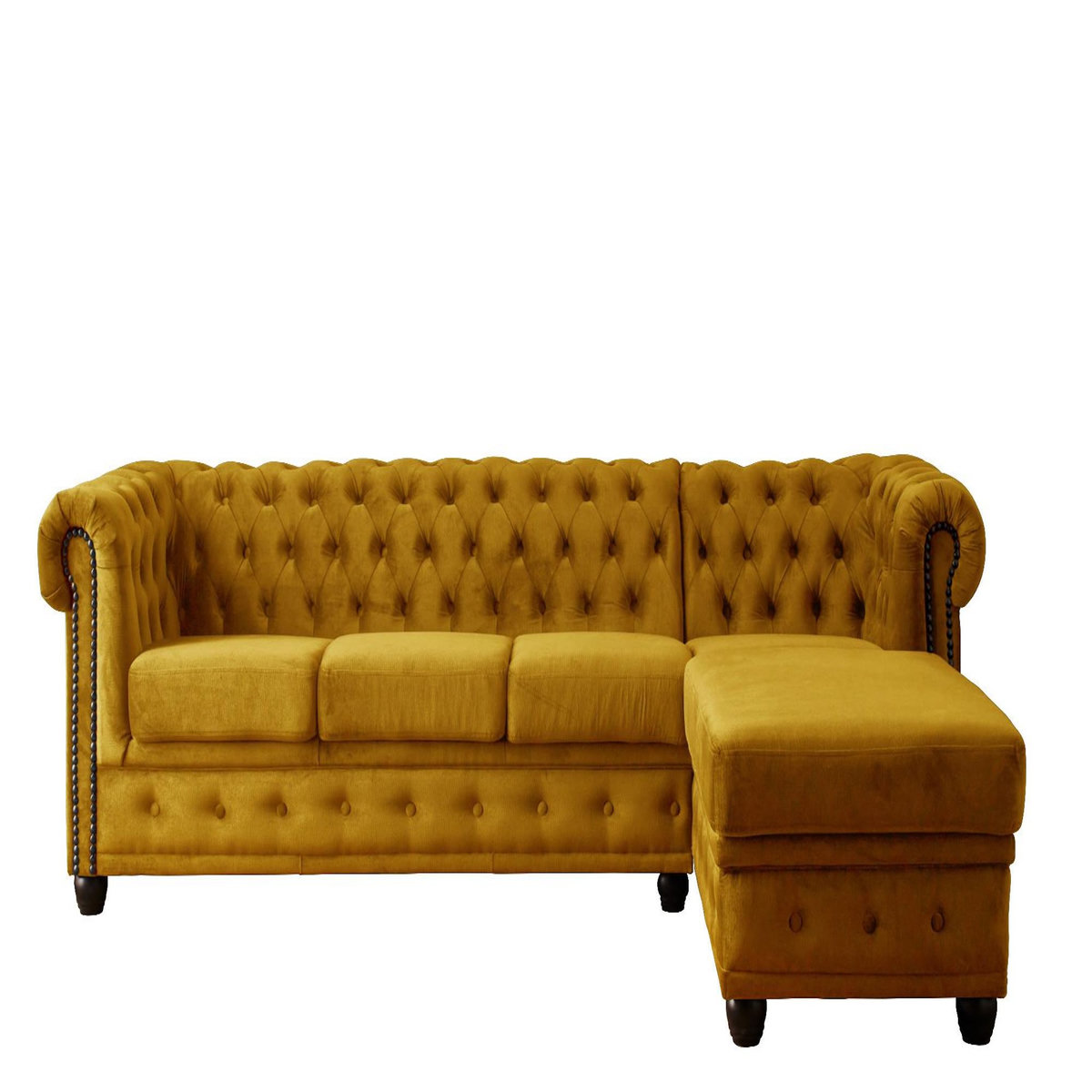 LISA DESIGN William - canapé chesterfield d'angle droit - 4 places - en velours