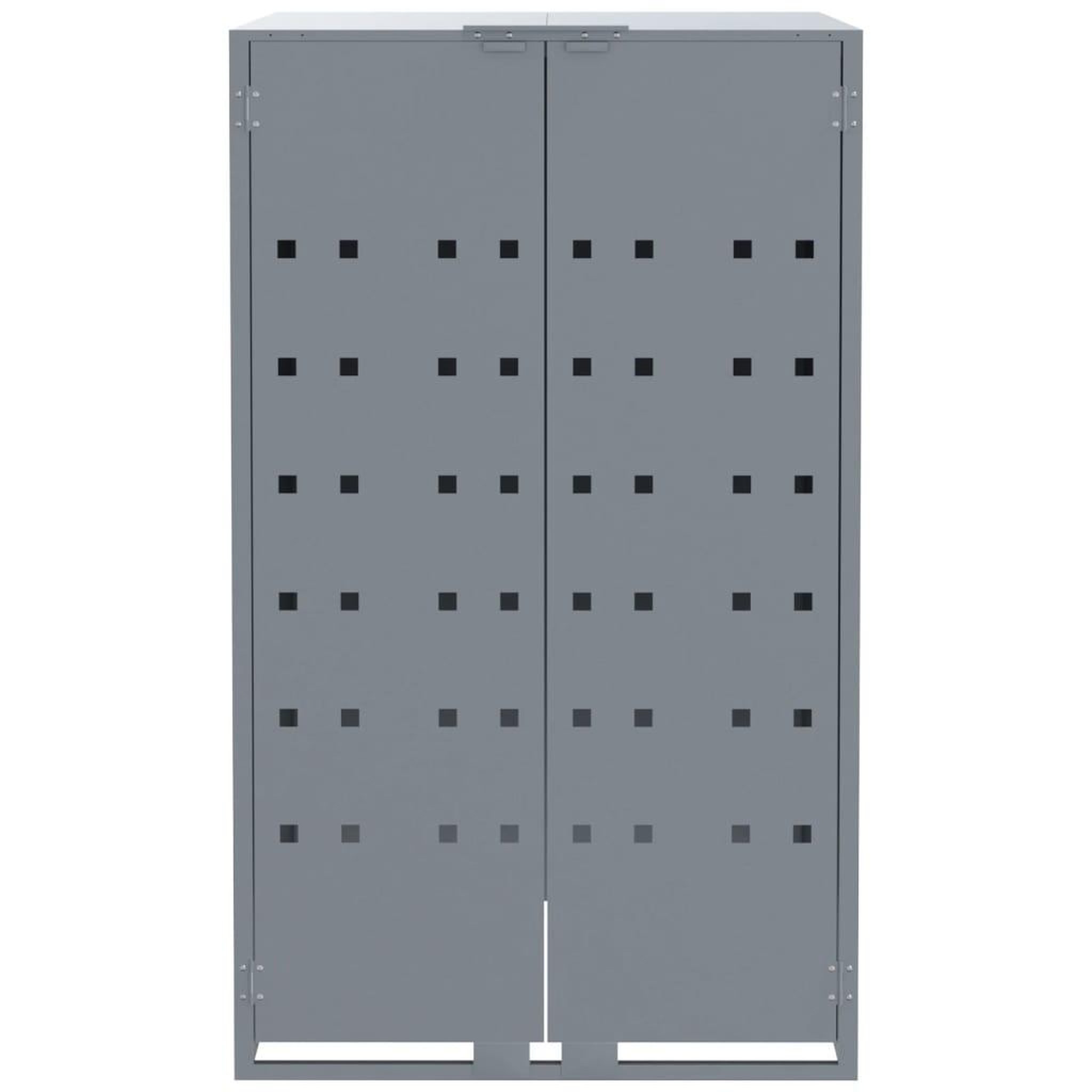 Voir la diapositive 5 : VIDAXL Rangement a roulettes pour poubelles pour 3 bacs gris acier
