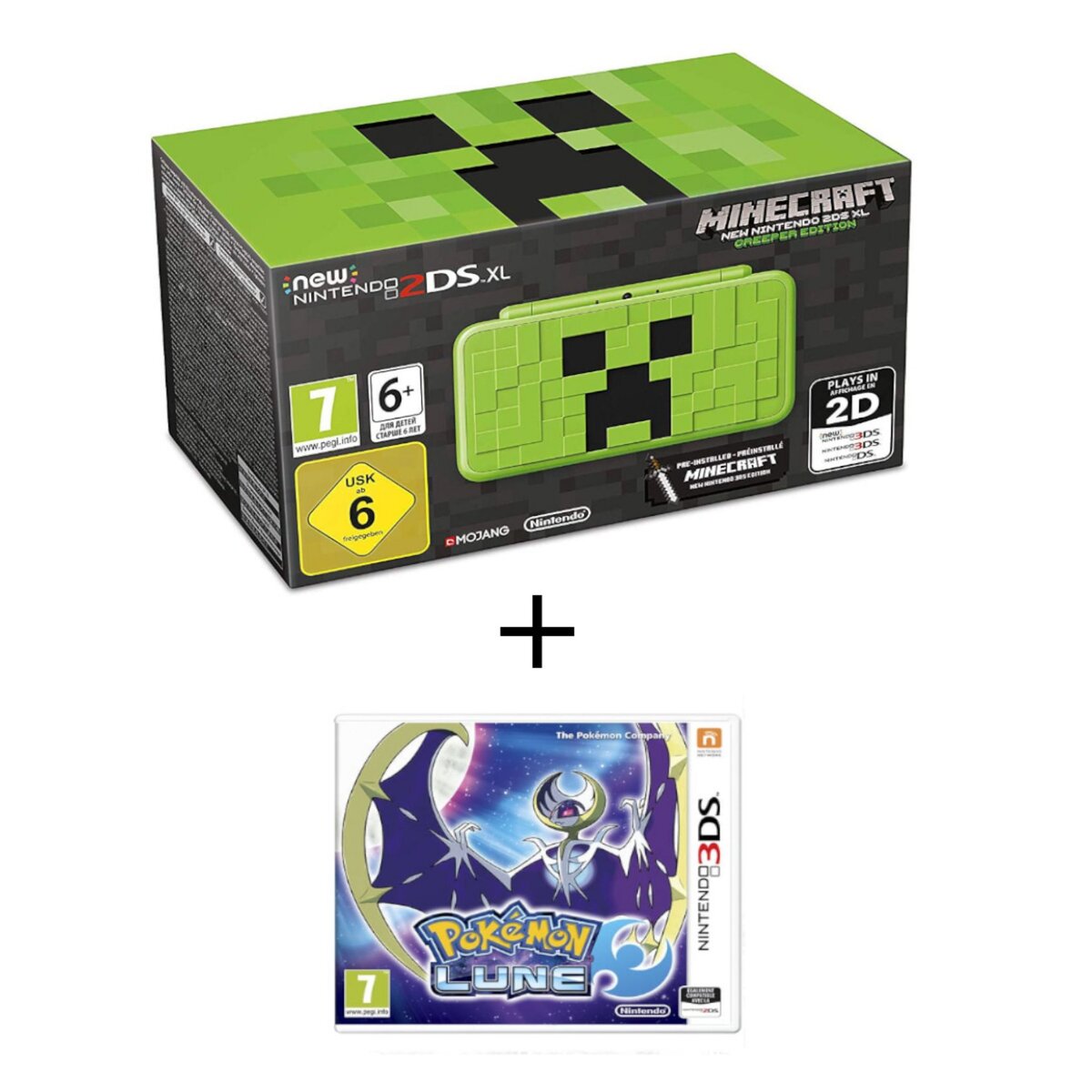 Console New 2DS XL Minecraft - Creeper Édition + Pokemon Lune 3DS