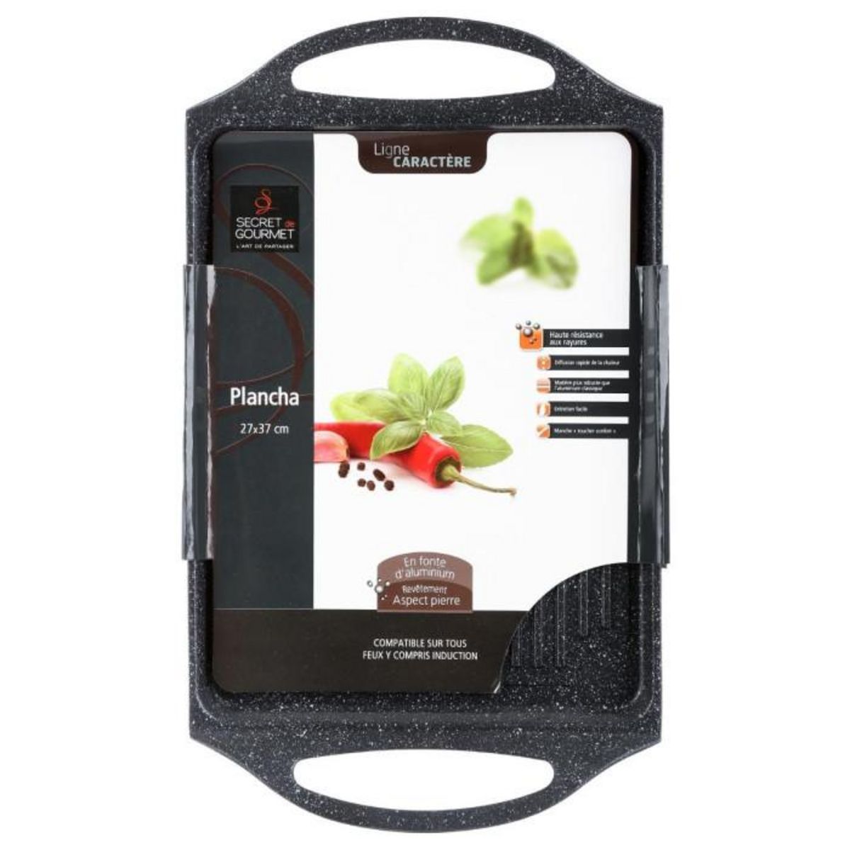 FIVE Plat à Four Revêtement Aspect Pierre  Caractère  37cm Noir