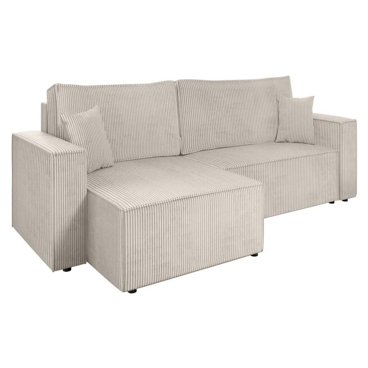 BEST MOBILIER Cezanne - canapé d'angle réversible 5 places convertible avec coffre en velours côtelé