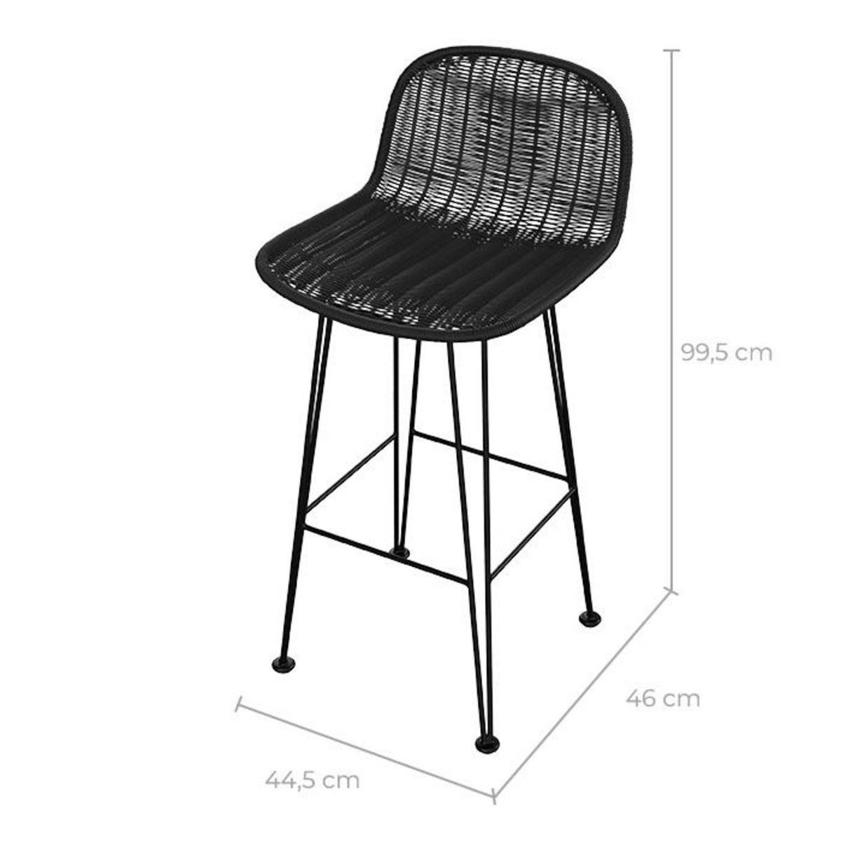 Rendez vous déco Lot de 2 chaises de bar 76 cm en résine tressée marron - Jigani