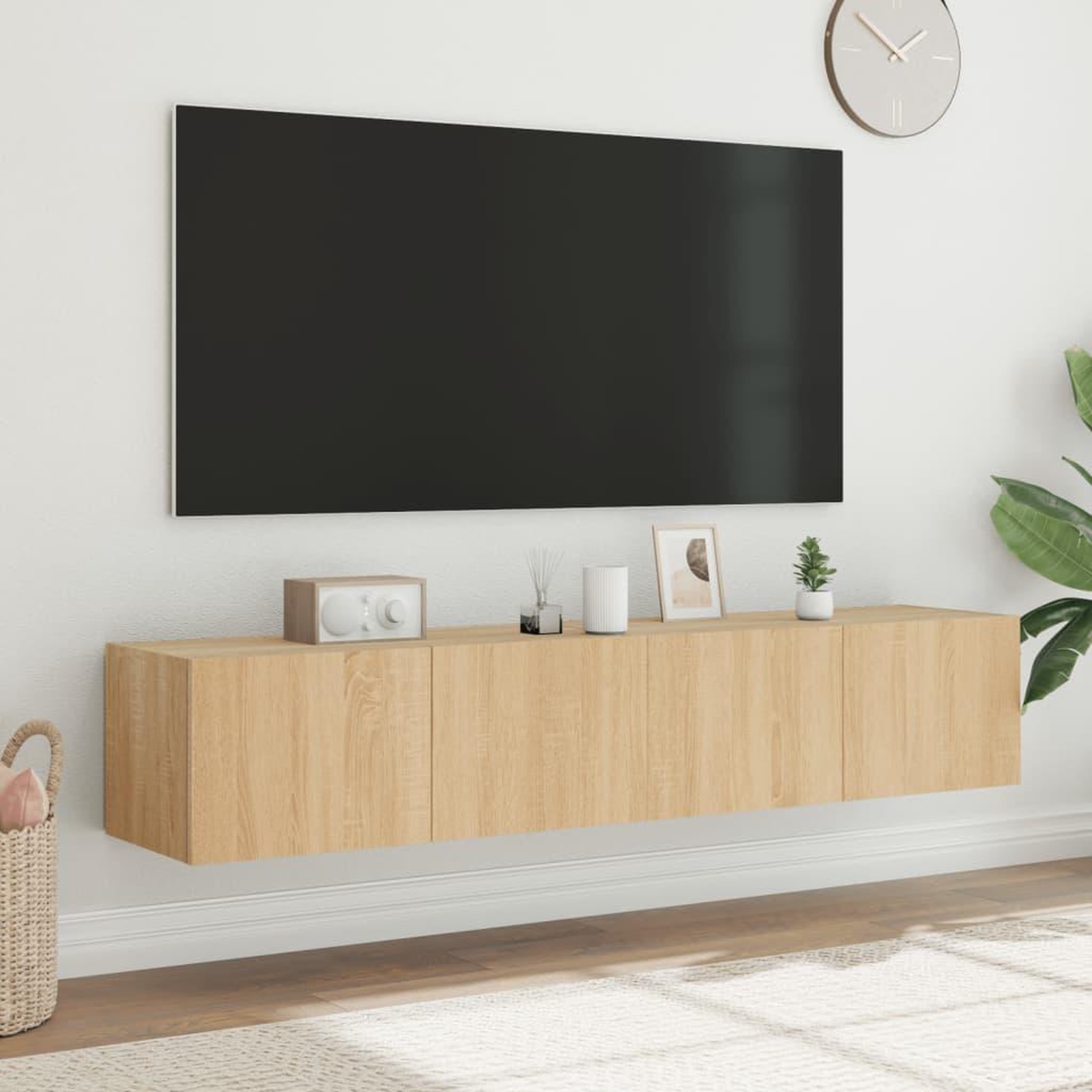 Voir la diapositive 4 : VIDAXL Meubles TV muraux lumieres LED 2 pcs chene sonoma 80x35x31 cm