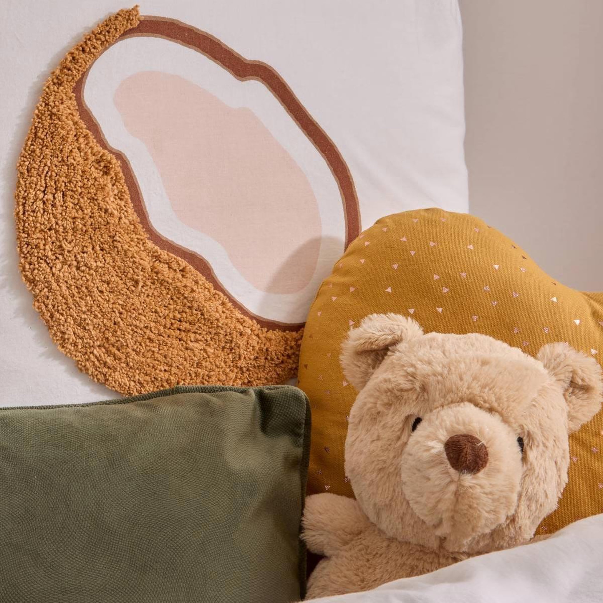 Voir la diapositive 3 : Atmosphera Kids Parure de lit tufté  palmier  140x200cm blanc