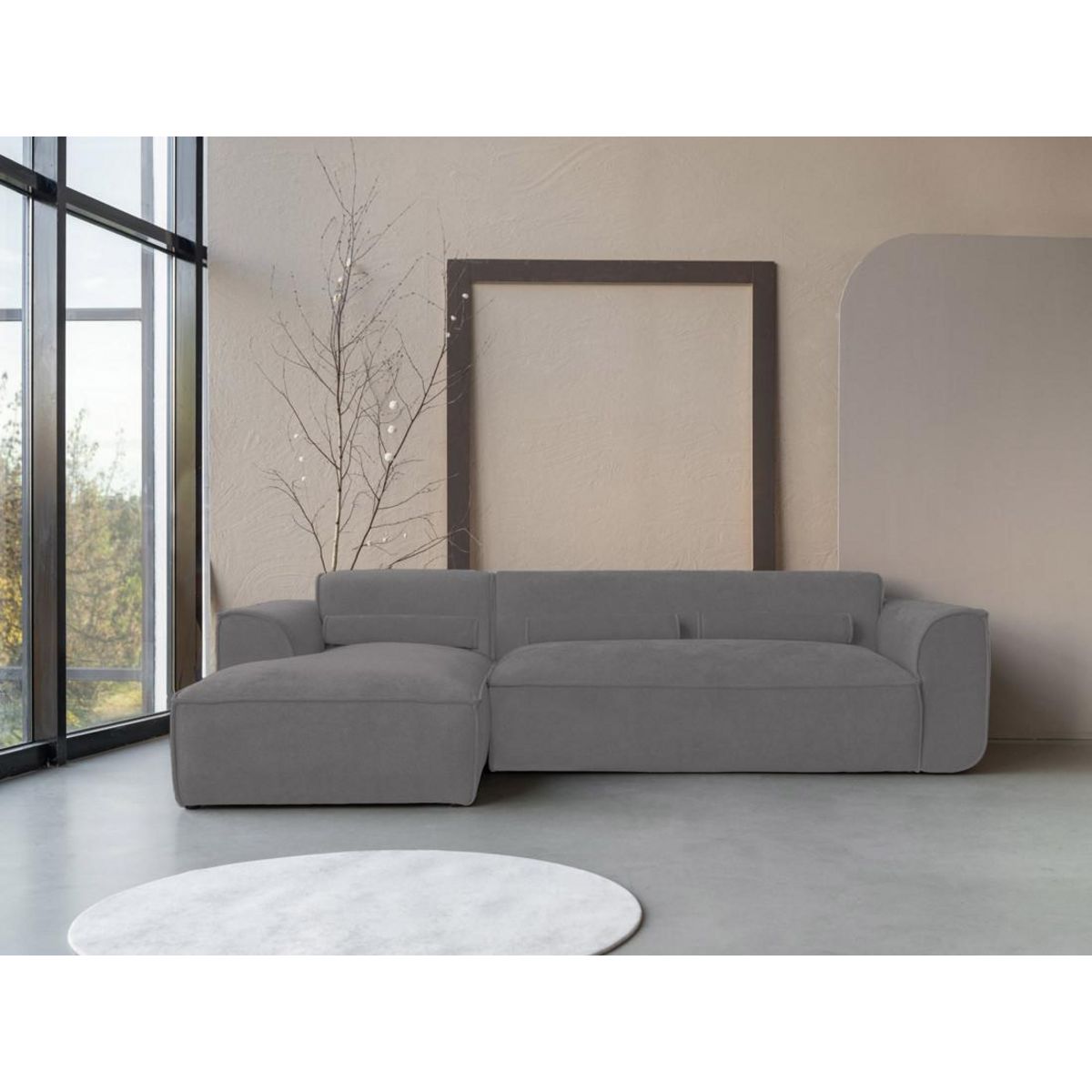 BEST MOBILIER Felix - canapé modulable d'angle gauche 4 places en tissu texturé