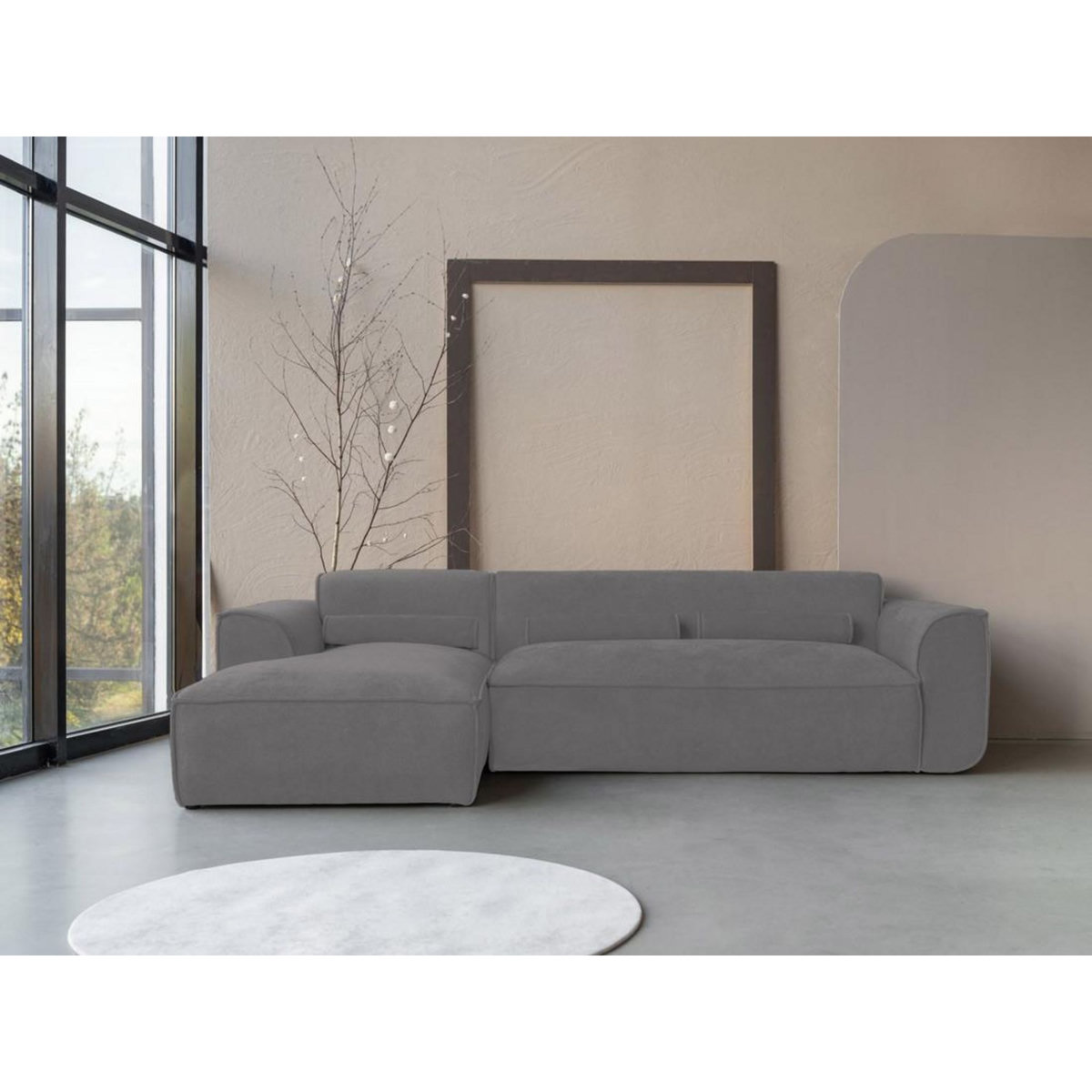 BEST MOBILIER Felix - canapé modulable d'angle gauche 4 places en tissu texturé