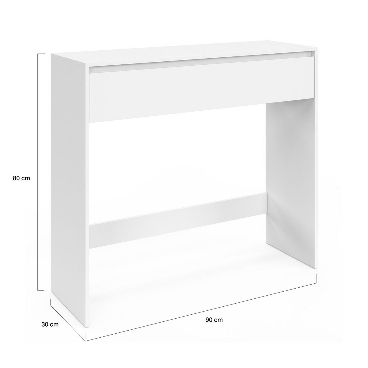 ID MARKET Console 1 tiroir TOMI bois blanc