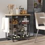 Voir la diapositive 2 : HOMCOM Chariot de service desserte de cuisine à roulettes multi-rangements 74L x 37l x 76H cm plateau bois massif pin châssis MDF