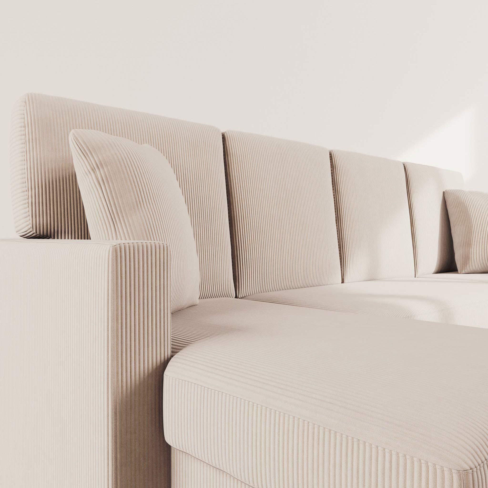 Voir la diapositive 5 : BEST MOBILIER Meiya - canapé panoramique en u 7 places convertible avec coffre en velours côtelé