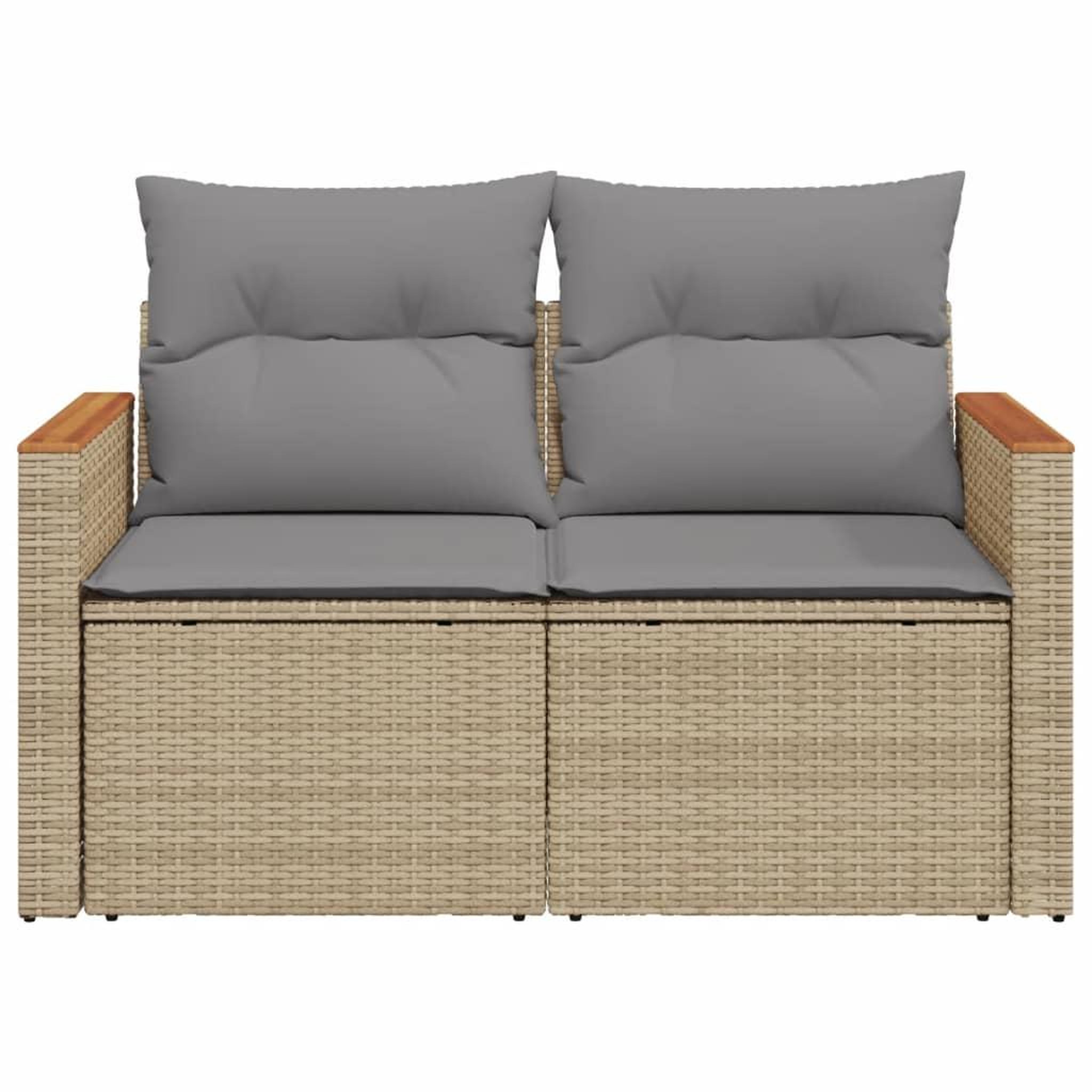Voir la diapositive 4 : VIDAXL Canape de jardin avec coussins 2 places beige resine tressee