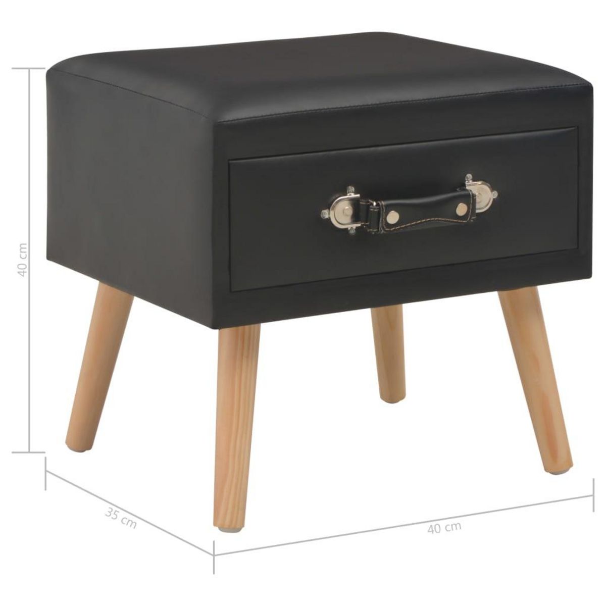 VIDAXL Table de chevet Noir 40x35x40 cm Similicuir