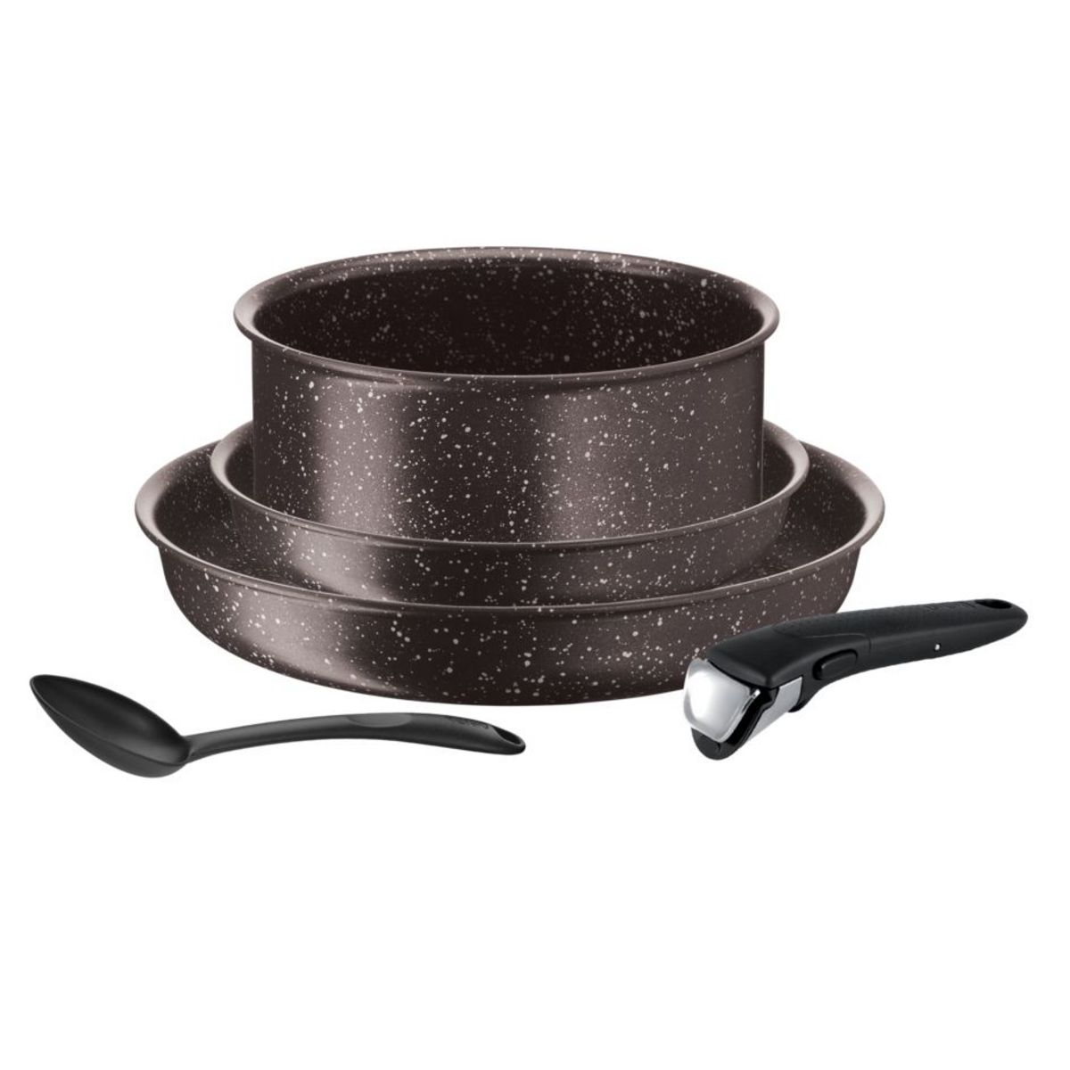 TEFAL Batterie de cuisine 5 pièces induction INGENIO EXTREME Marron effet pierre 