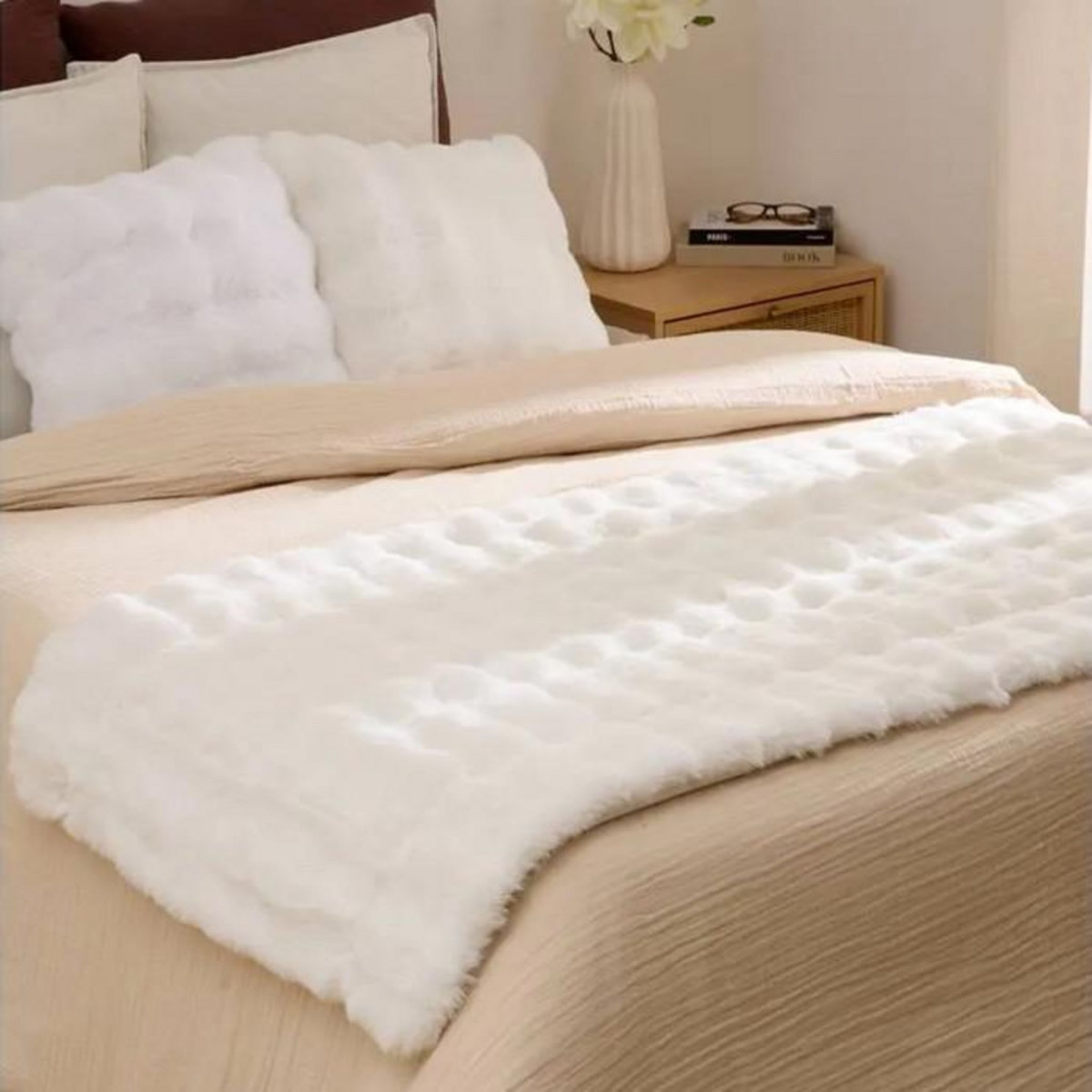 ATMOSPHERA Édredon Imitation Fourrure 3D  Zephy  80x180cm Blanc