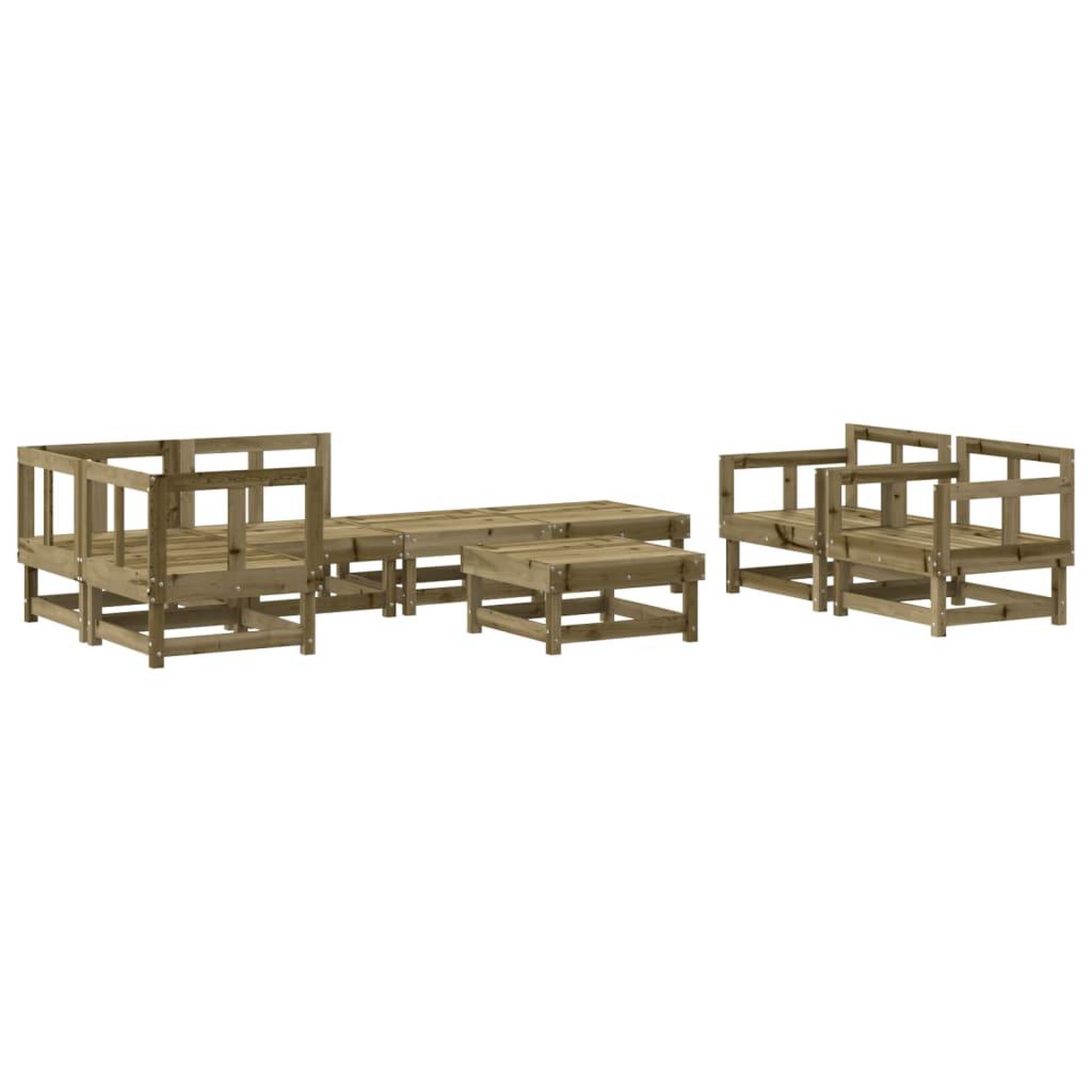 Voir la diapositive 2 : VIDAXL Salon de jardin 8 pcs bois de pin impregne
