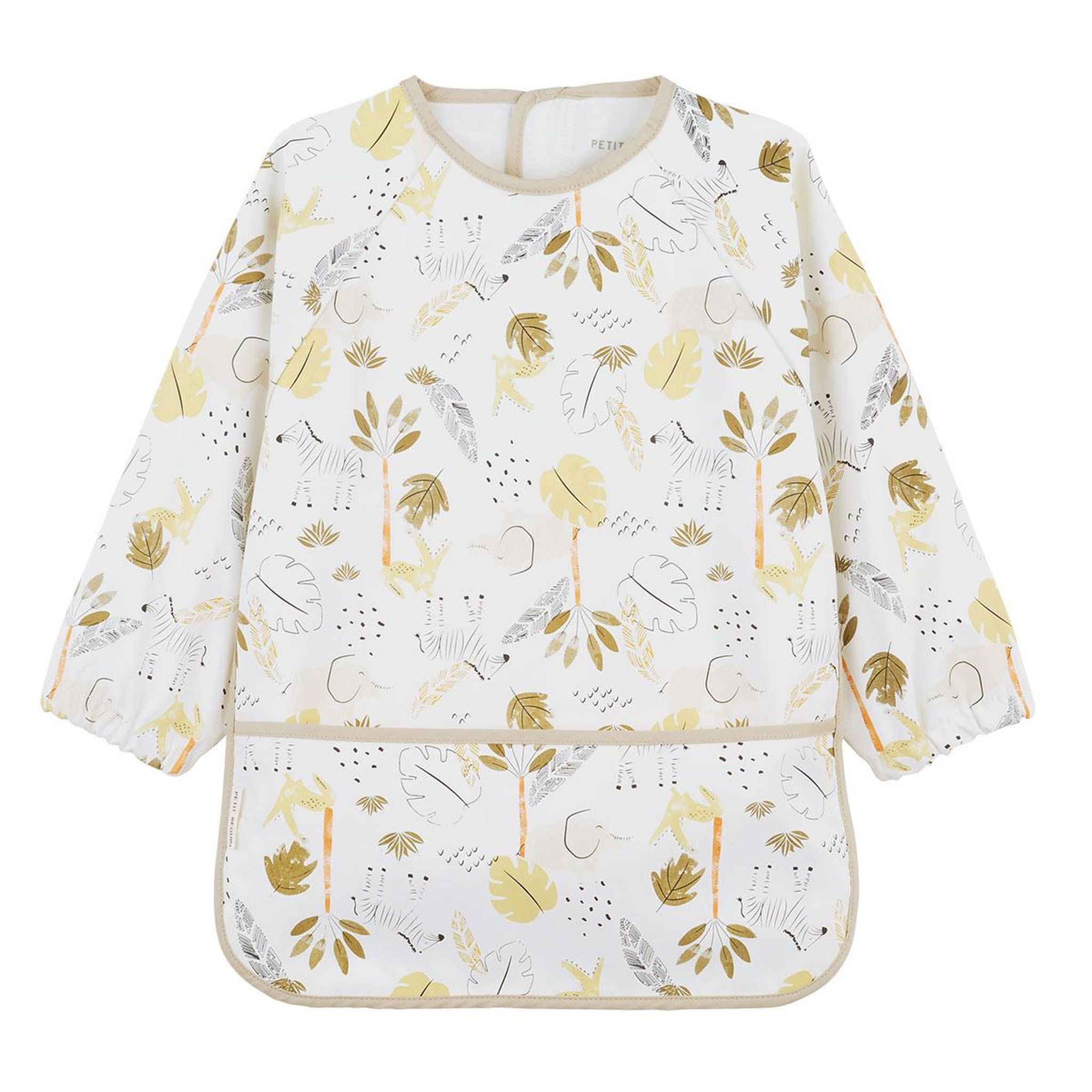 Petit Béguin Bavoir à manches longues Zagora. Coloris disponibles : Beige