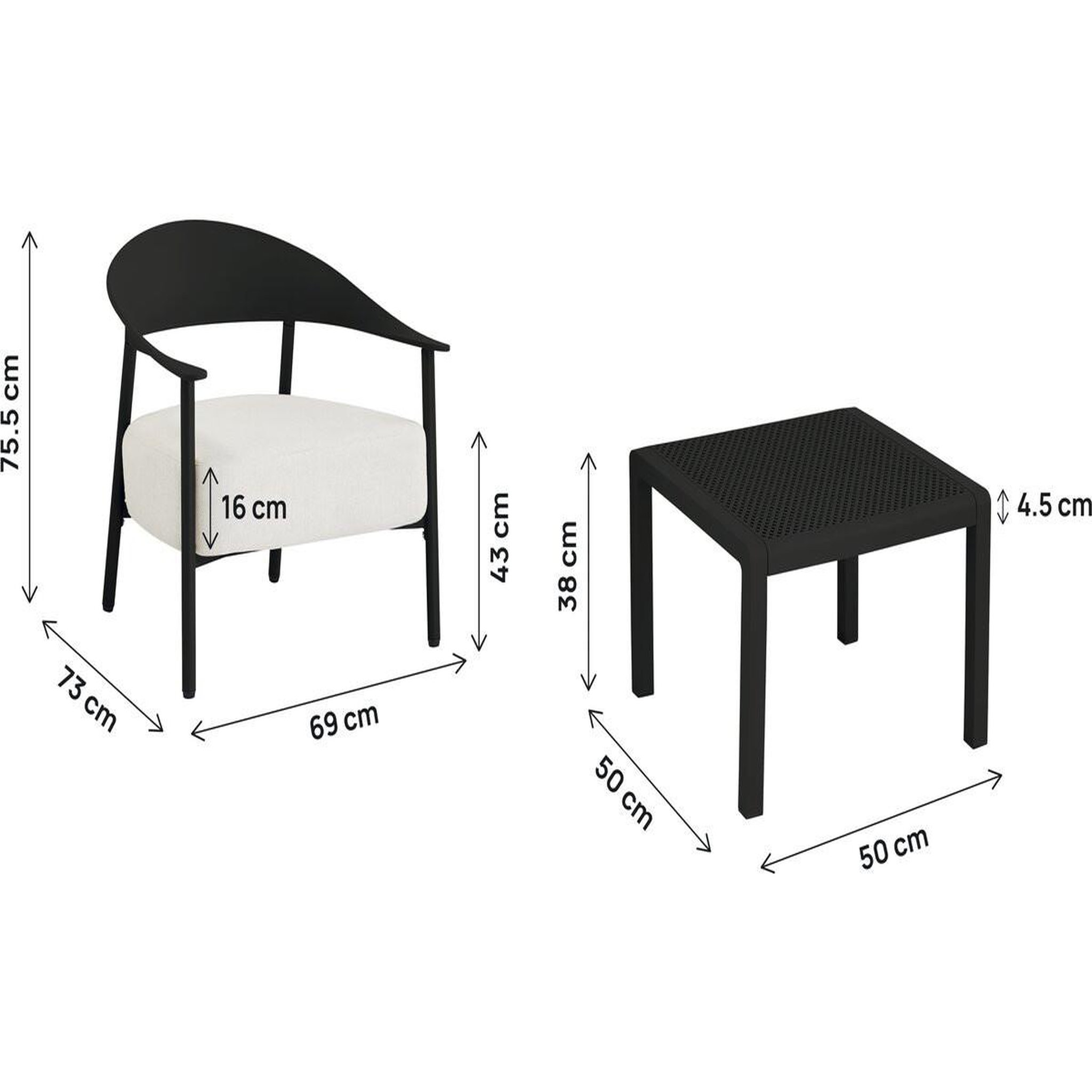 Voir la diapositive 3 : Habitat et Jardin Salon de jardin en métal et plastique  céora  - 2 places - noir