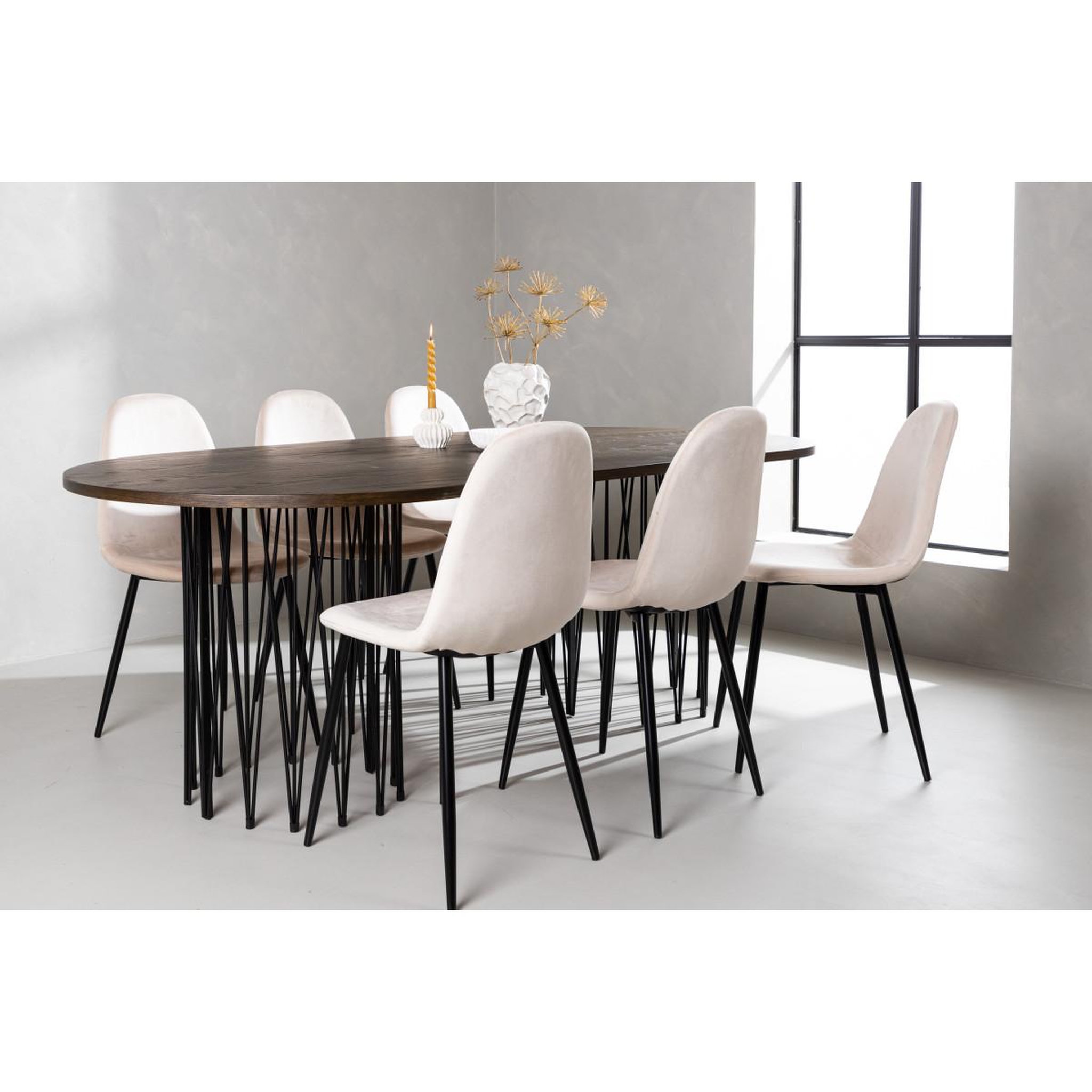 Voir la diapositive 5 : Paris Prix Ensemble table à manger & 6 chaises  stone & polar  220cm beige & moka