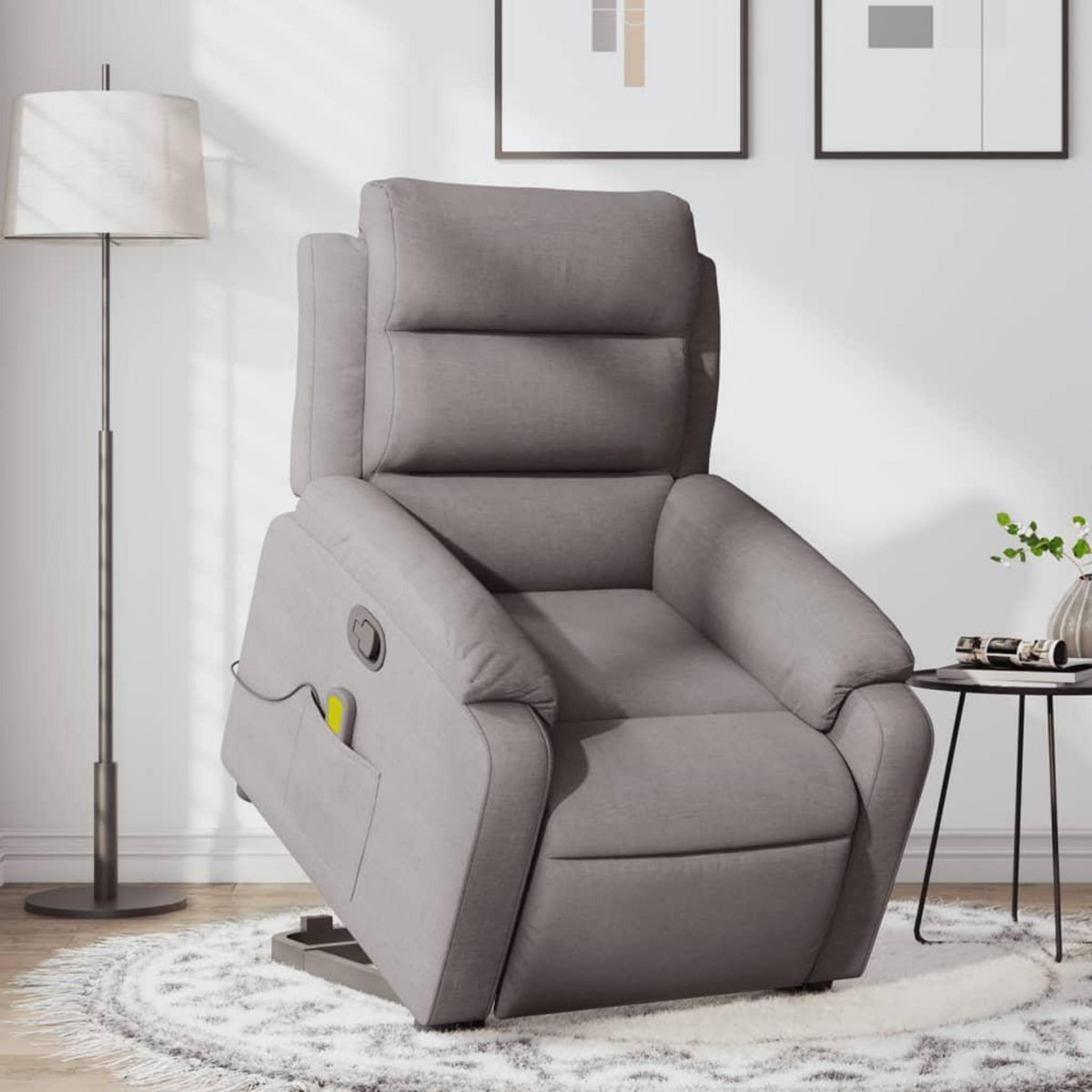 VIDAXL Fauteuil inclinable de massage Taupe Tissu