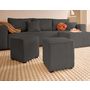 Voir la diapositive 6 : BEST MOBILIER Topaze - canapé d'angle réversible 4 places - convertible avec coffre, tablette et poufs - en velours côtelé