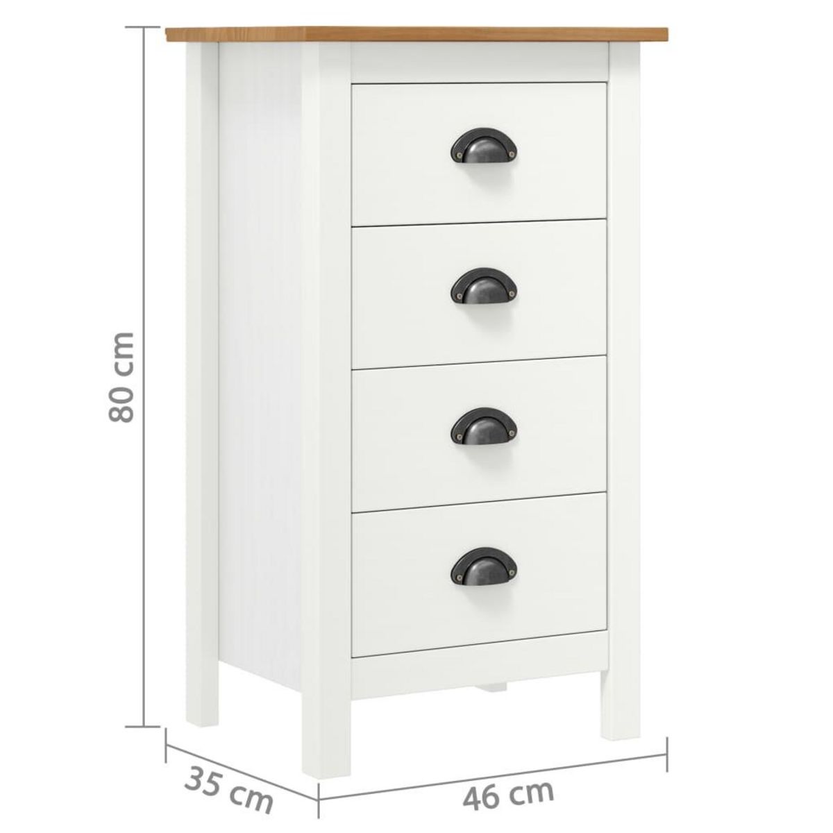 VIDAXL Buffet Hill Blanc 46x35x80 cm Bois de pin solide