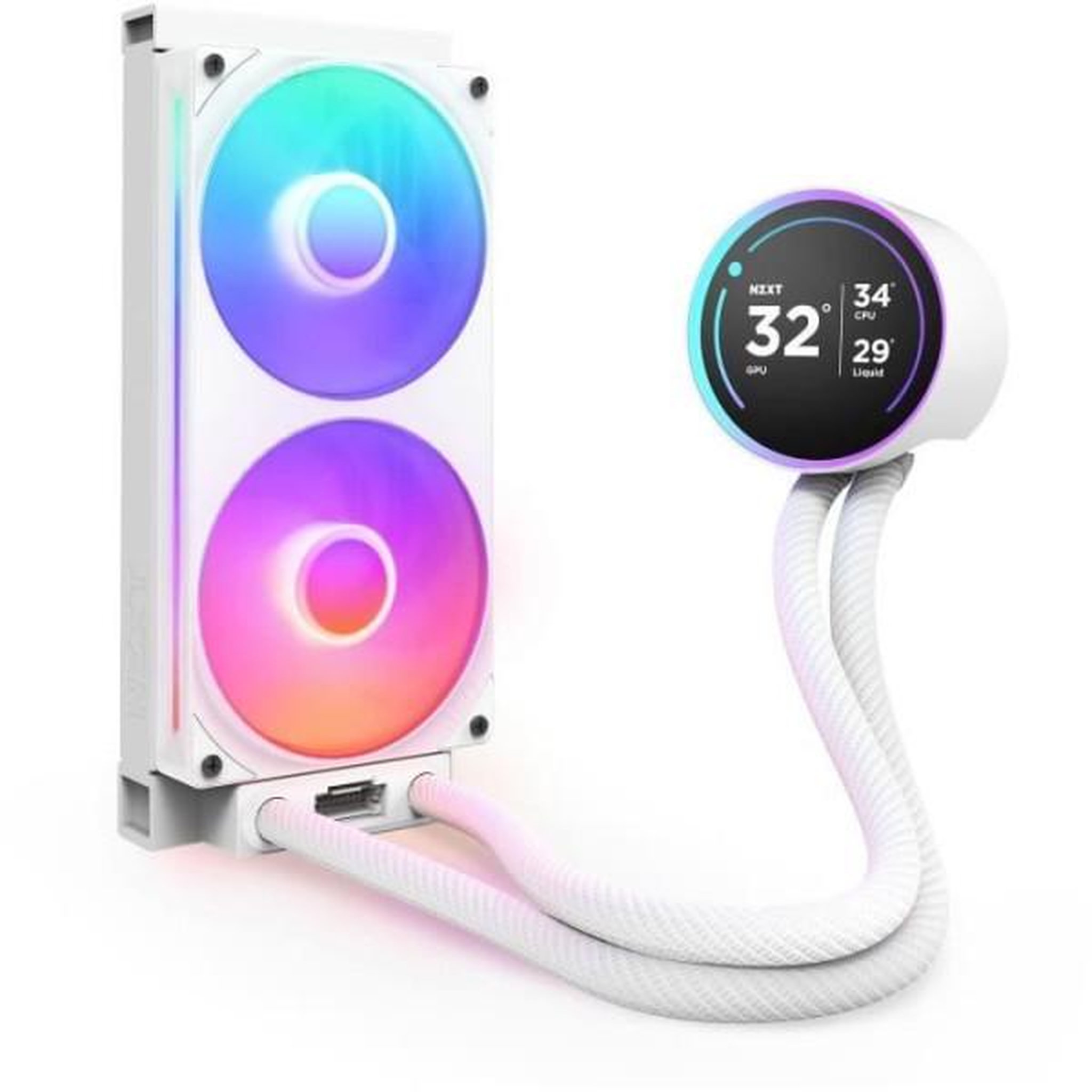 Voir la diapositive 4 : NZXT Watercooling - NZXT - RL-KR24E-W2 - Kraken Elite 240 RGB - Écran 2.72, panneau RGB personnalisable et ventilateurs RGB - Blanc