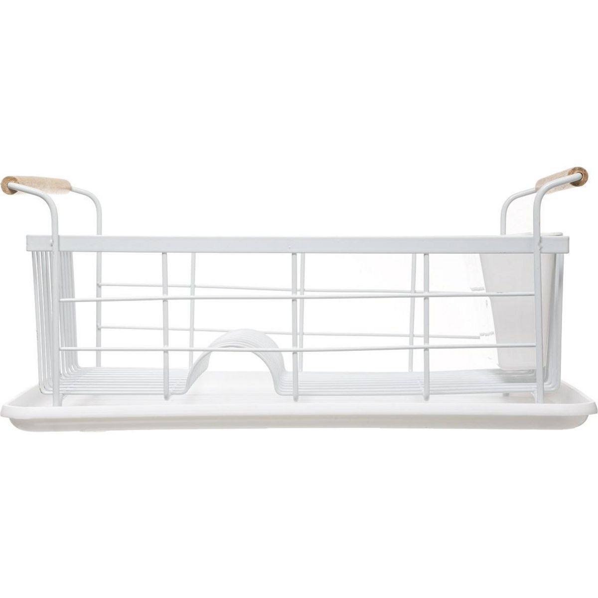 Egouttoir en métal et en bois blanc