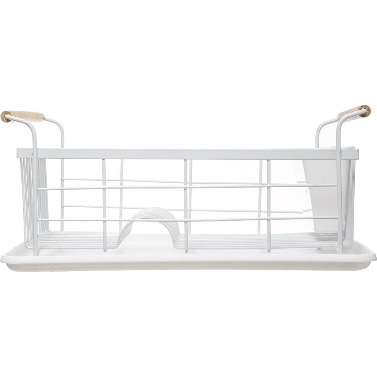 Egouttoir en métal et en bois blanc