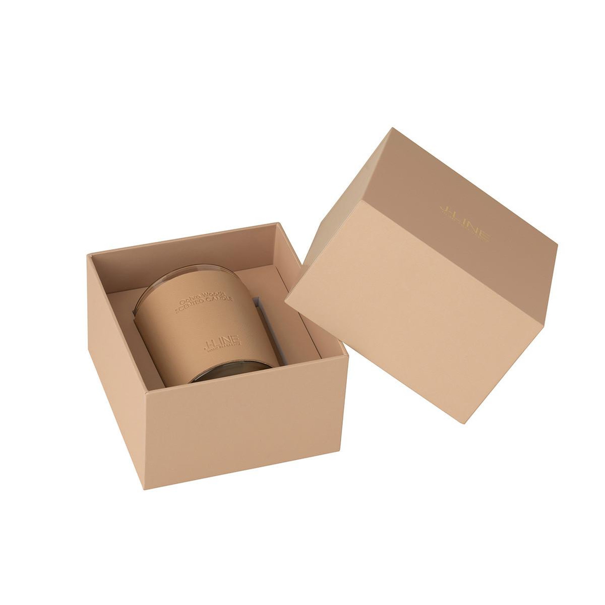 Voir la diapositive 2 : J-LINE Bougie parfumée  scented  14cm ochre woods