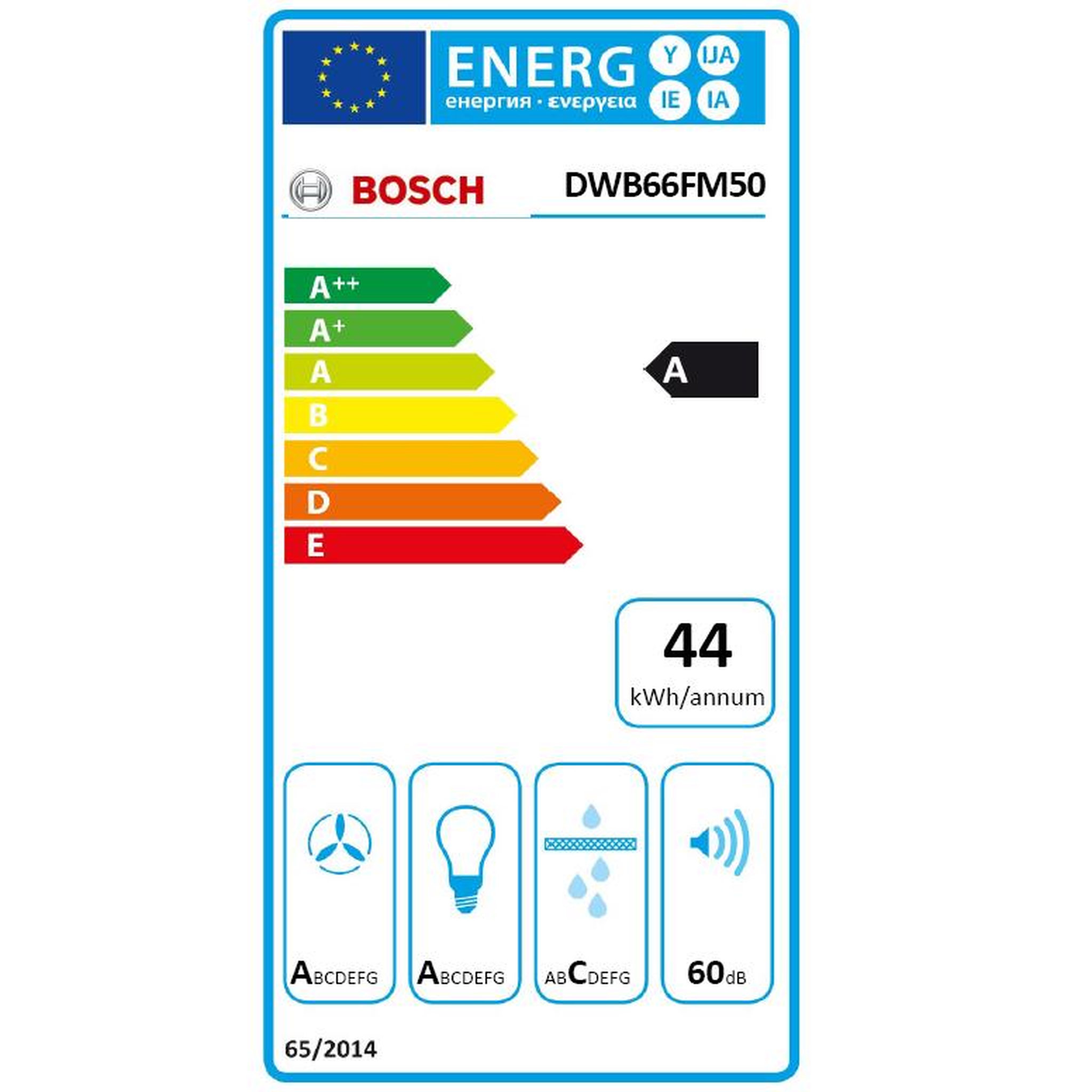 Voir la diapositive 2 : BOSCH Hotte décorative murale 60cm 580m3/h inox - dwb66fm50