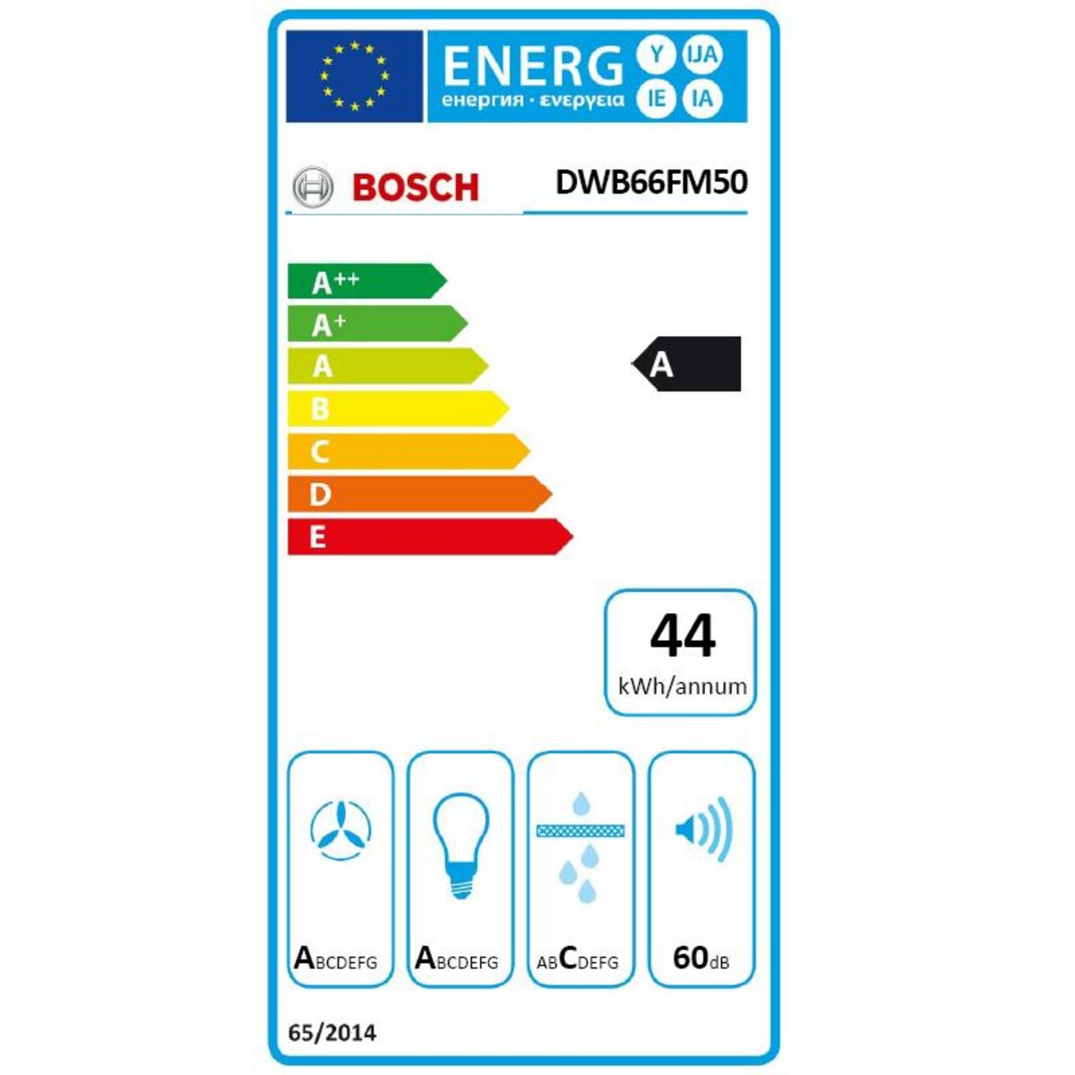 BOSCH Hotte décorative murale 60cm 580m3/h inox - dwb66fm50