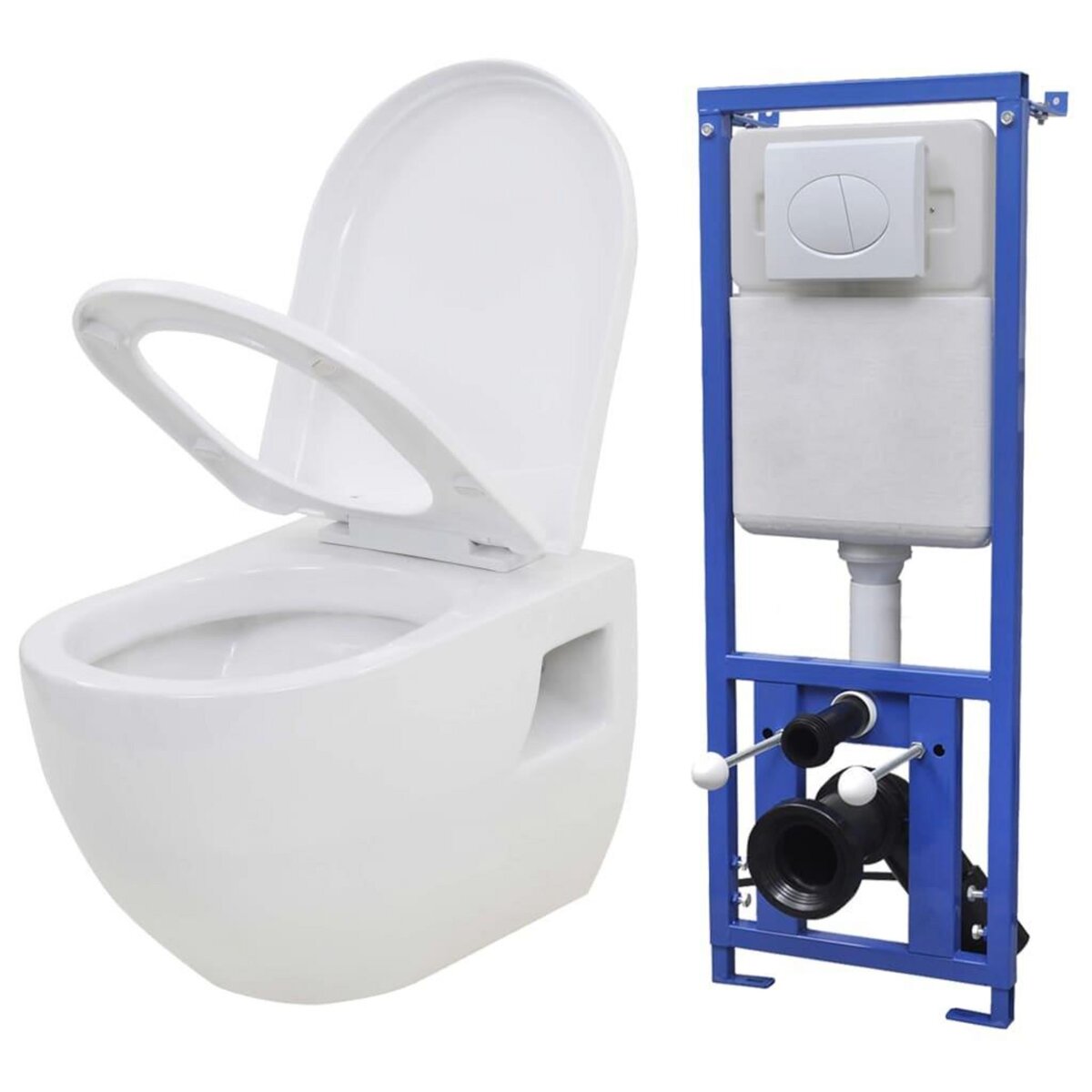 VIDAXL Toilette murale avec reservoir de chasse cache Ceramique Blanc