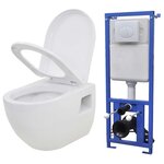 VIDAXL Toilette murale avec reservoir de chasse cache Ceramique Blanc