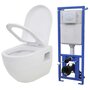 Voir la diapositive 1 : VIDAXL Toilette murale avec reservoir de chasse cache Ceramique Blanc